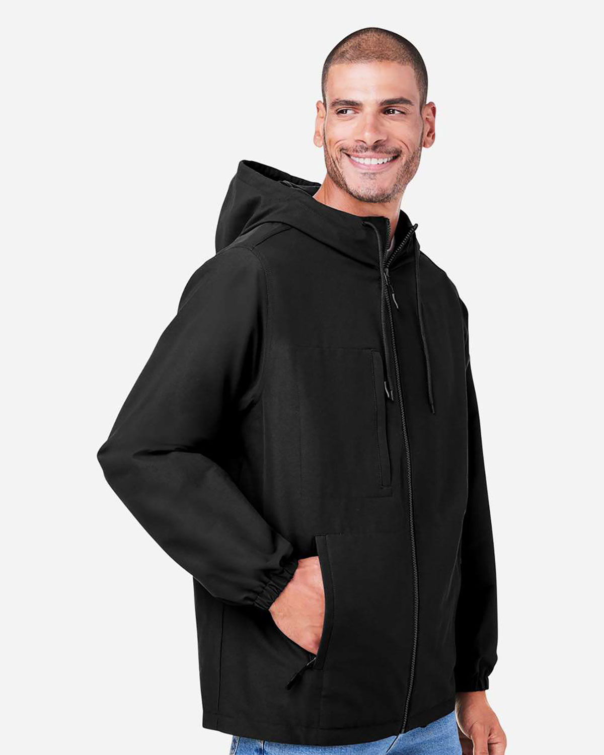 Harriton M73 Unisex Flex Twill Hooded Jacket view 3