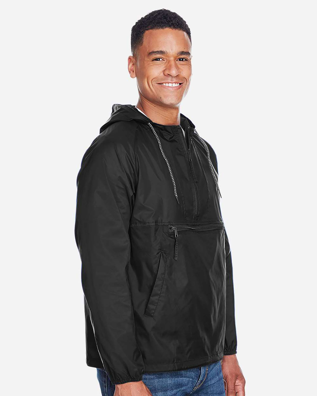 Harriton M750 Men's Packable Hooded Nylon Jacket view 3