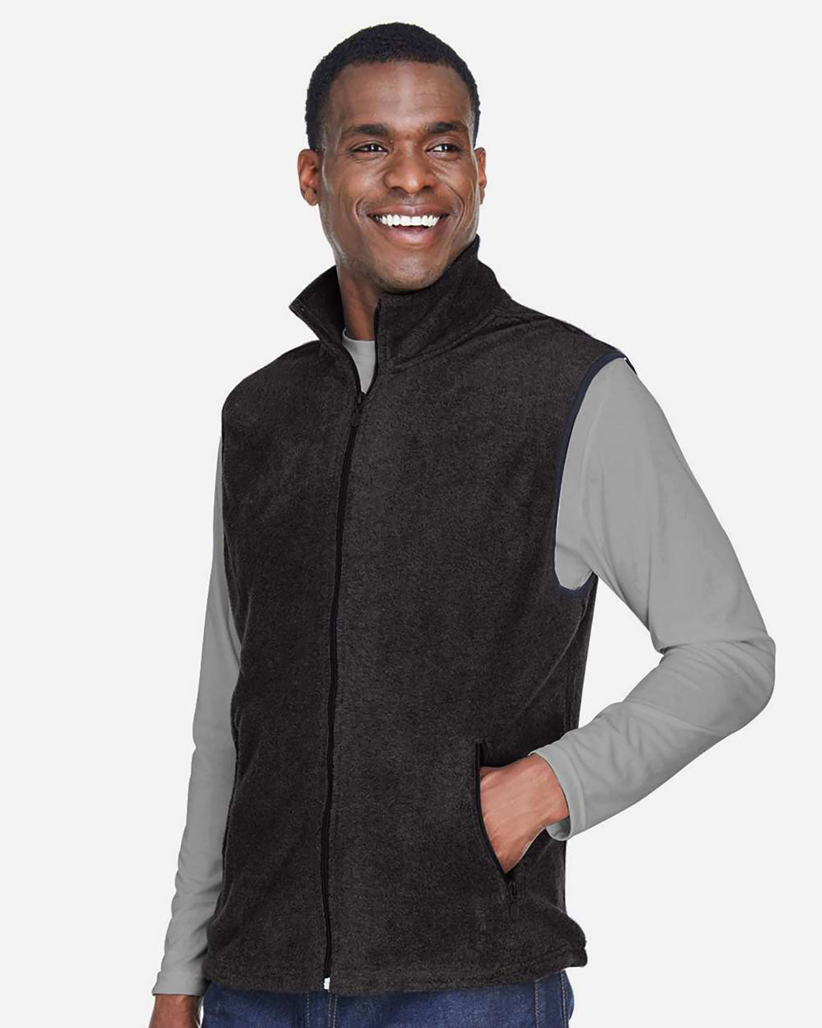 Harriton M985 Unisex Fleece Full-Zip Vest view 3