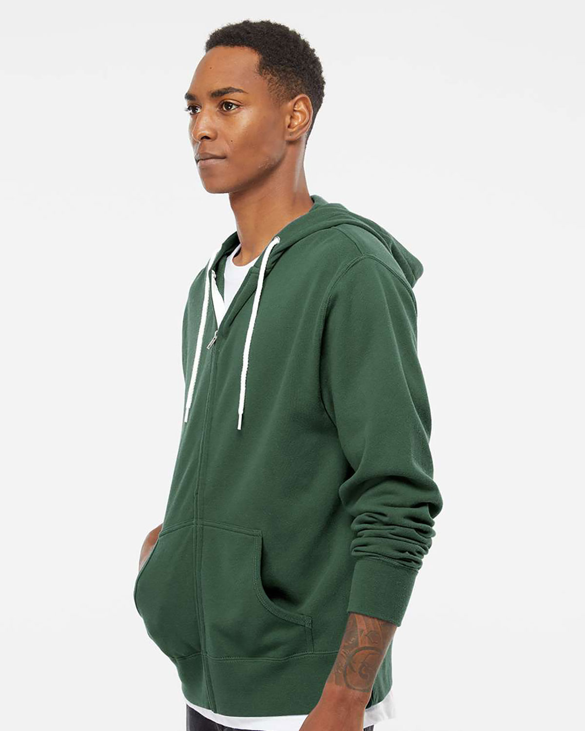 Independent Trading Co. AFX90UNZ Unisex Lightweight Full-Zip Hooded Sweatshirt view 3