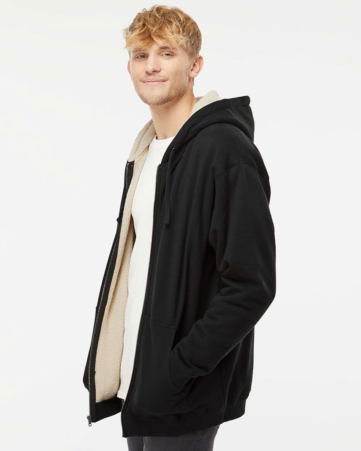 Independent Trading Co. EXP40SHZ Men's Sherpa-Lined Full-Zip Hooded Sweatshirt view 3
