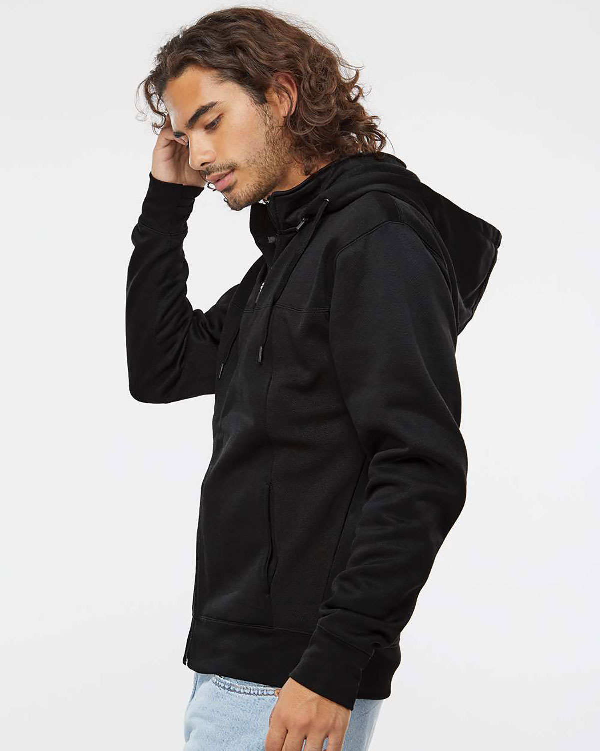 Independent Trading Co. EXP80PTZ Unisex Poly-Tech Full-Zip Hooded Sweatshirt view 3