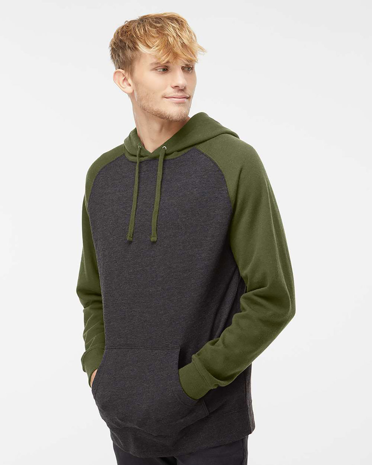 Independent Trading Co. IND40RP Unisex Raglan Hooded Sweatshirt view 3