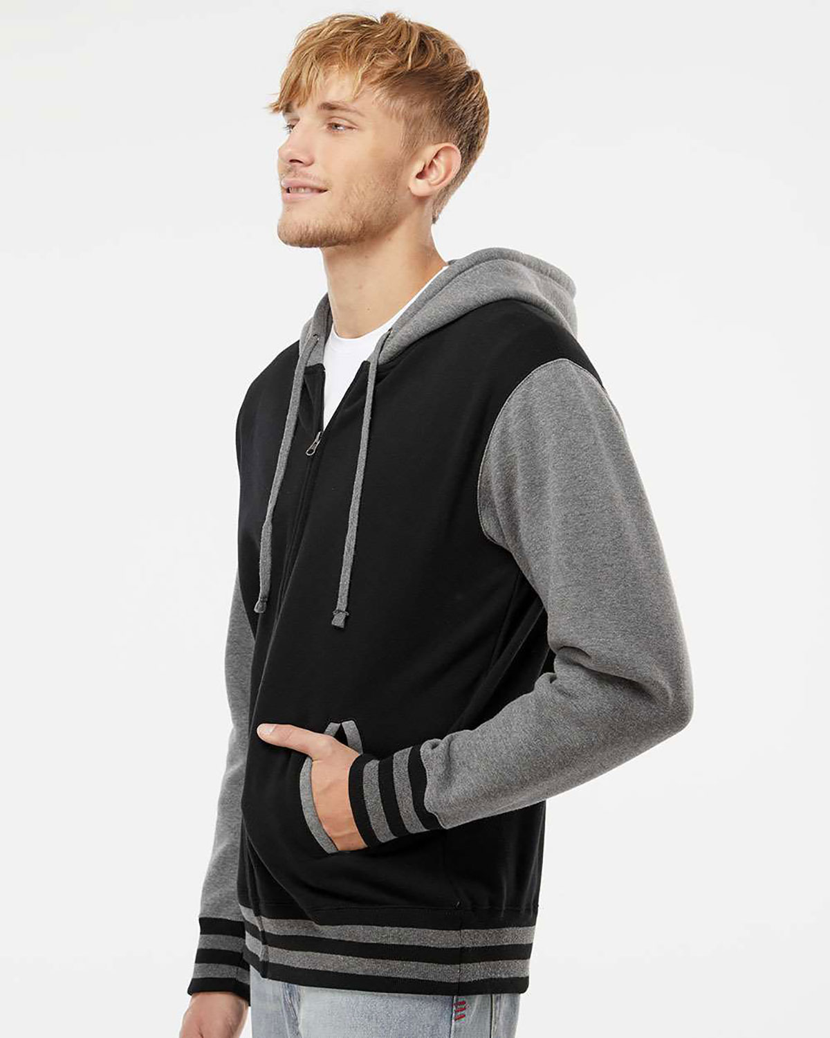 Independent Trading Co. IND45UVZ Unisex Heavyweight Varsity Full-Zip Hooded Sweatshirt view 3