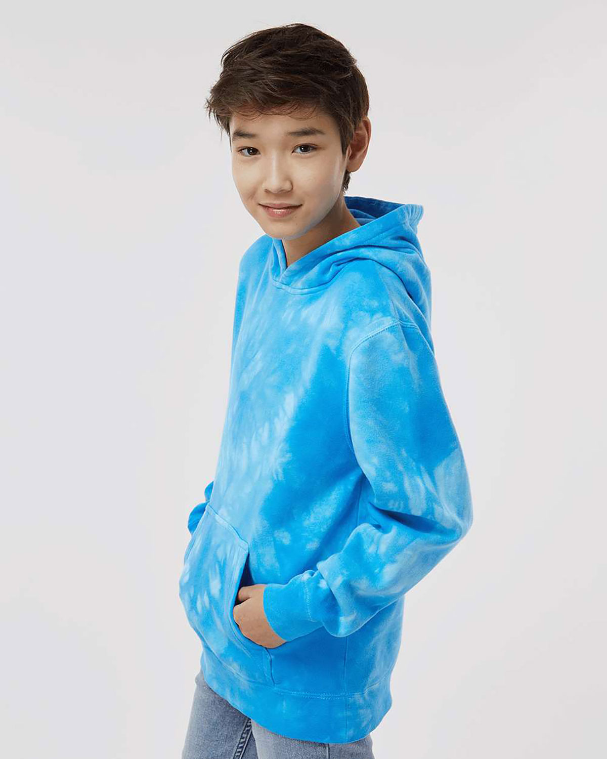 Independent Trading Co. PRM1500TD Youth Midweight Tie-Dyed Hooded Sweatshirt view 3