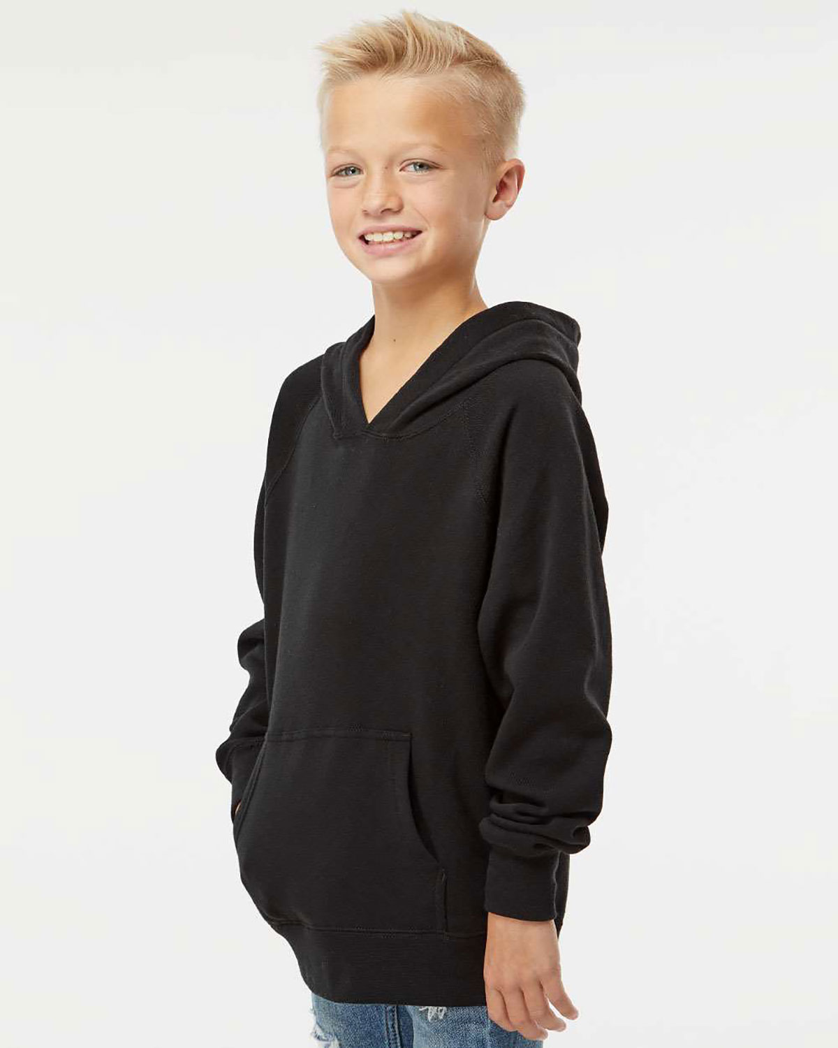 Independent Trading Co. PRM15YSB Youth Lightweight Special Blend Raglan Hooded Sweatshirt view 3