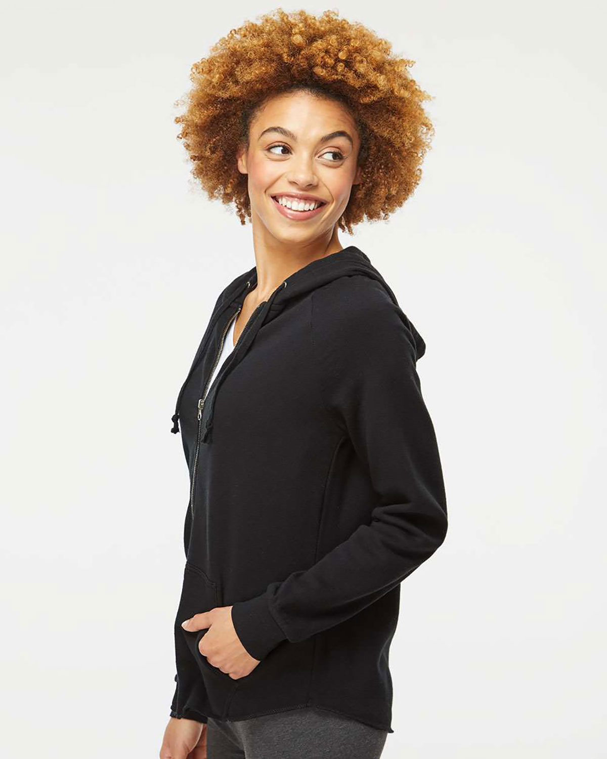 Independent Trading Co. PRM2500Z Women's California Wave Wash Full-Zip Hooded Sweatshirt view 3