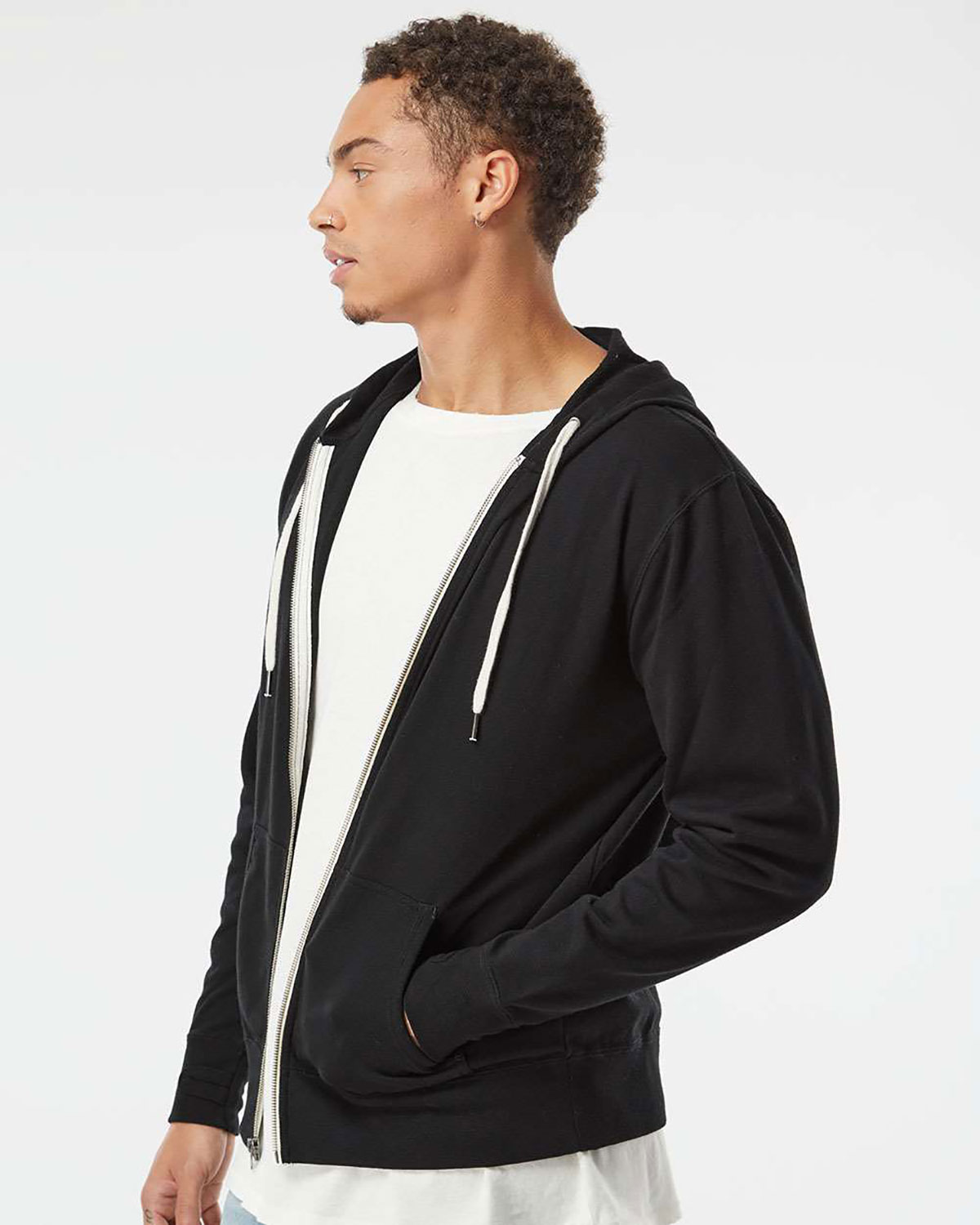 Independent Trading Co. PRM90HTZ Unisex Heathered French Terry Full-Zip Hooded Sweatshirt view 3