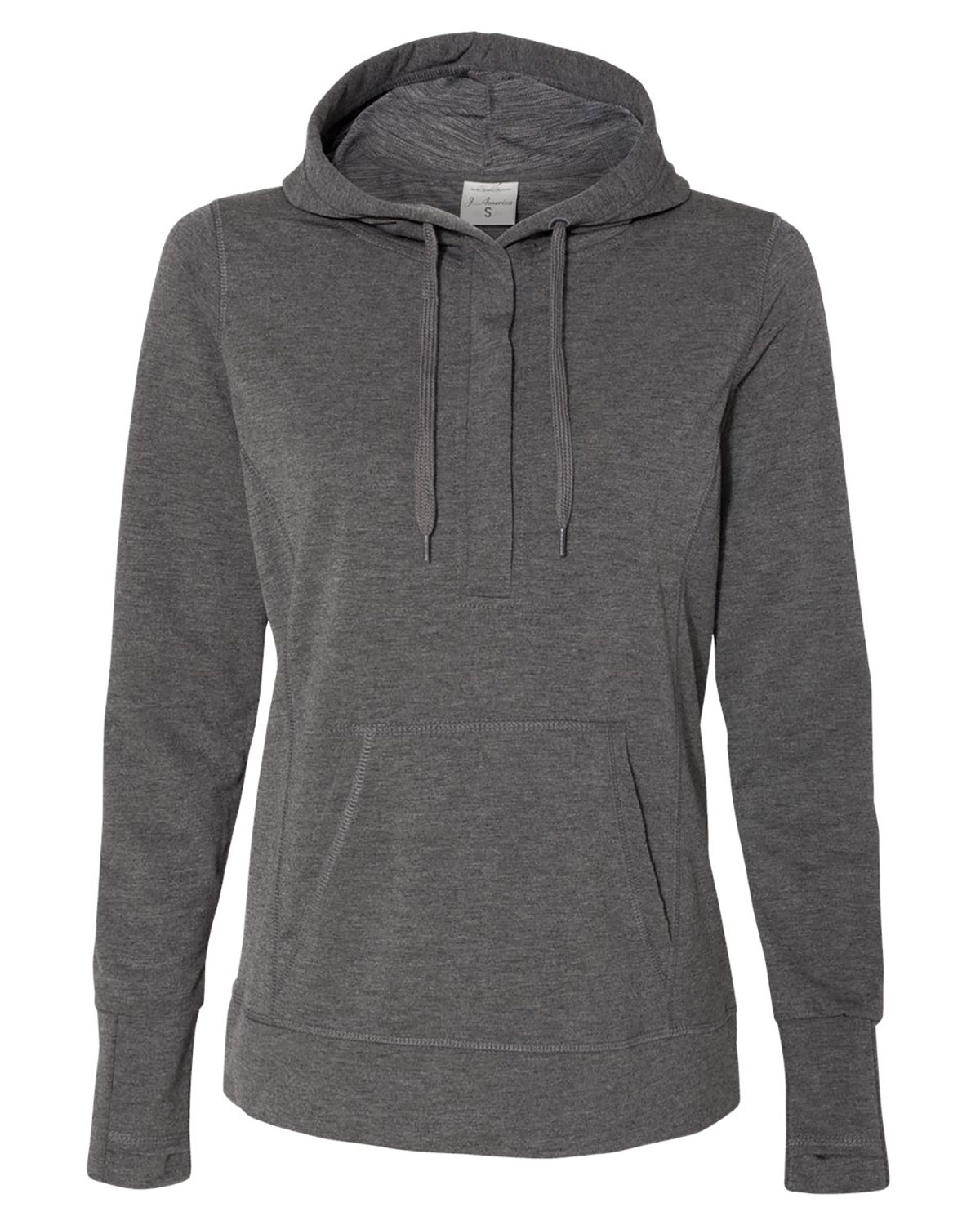 J. America 8431 Women�s Omega Stretch Snap-Placket Hooded Sweatshirt