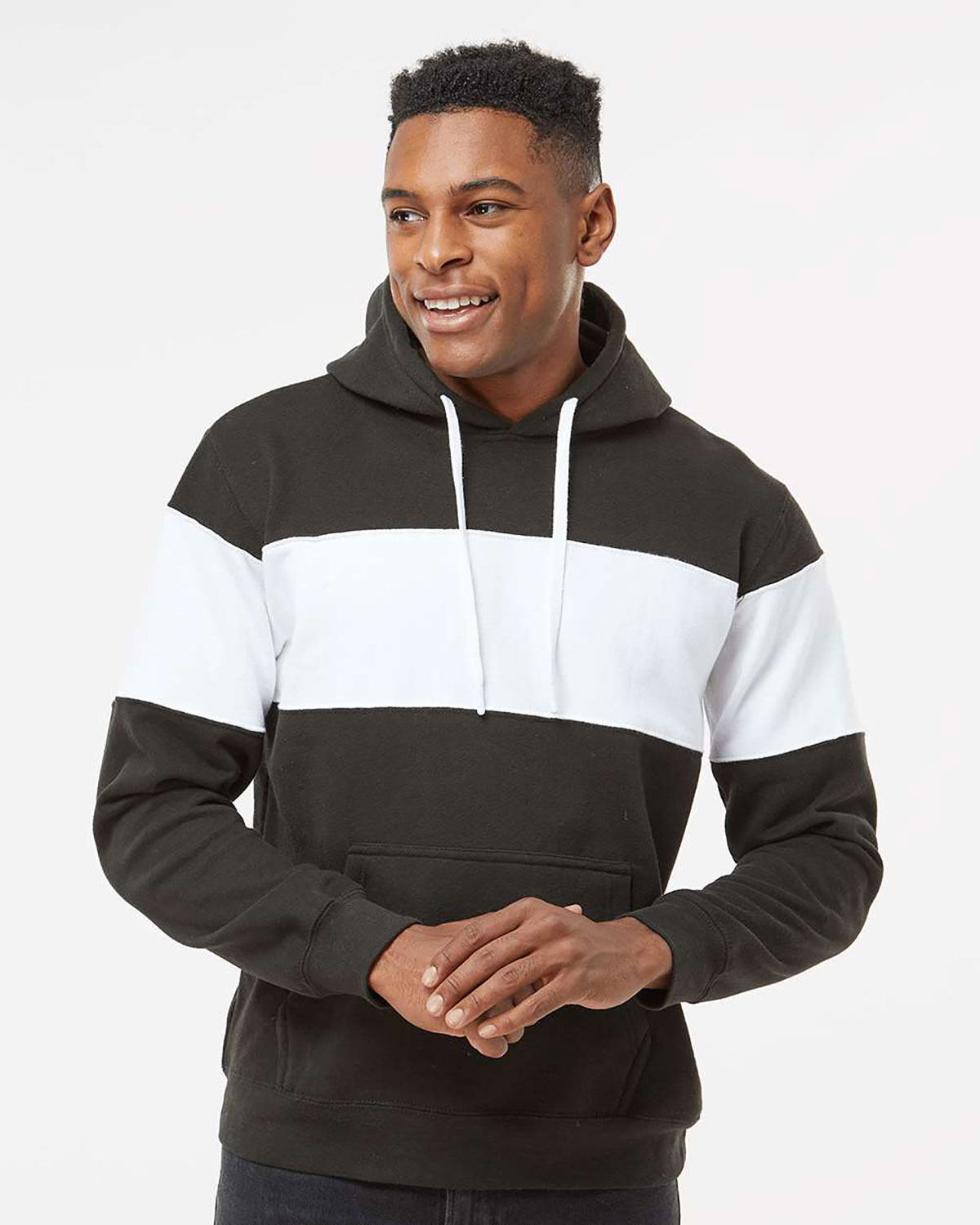 J. America 8644 Men's Varsity Fleece Colorblocked Hooded Sweatshirt