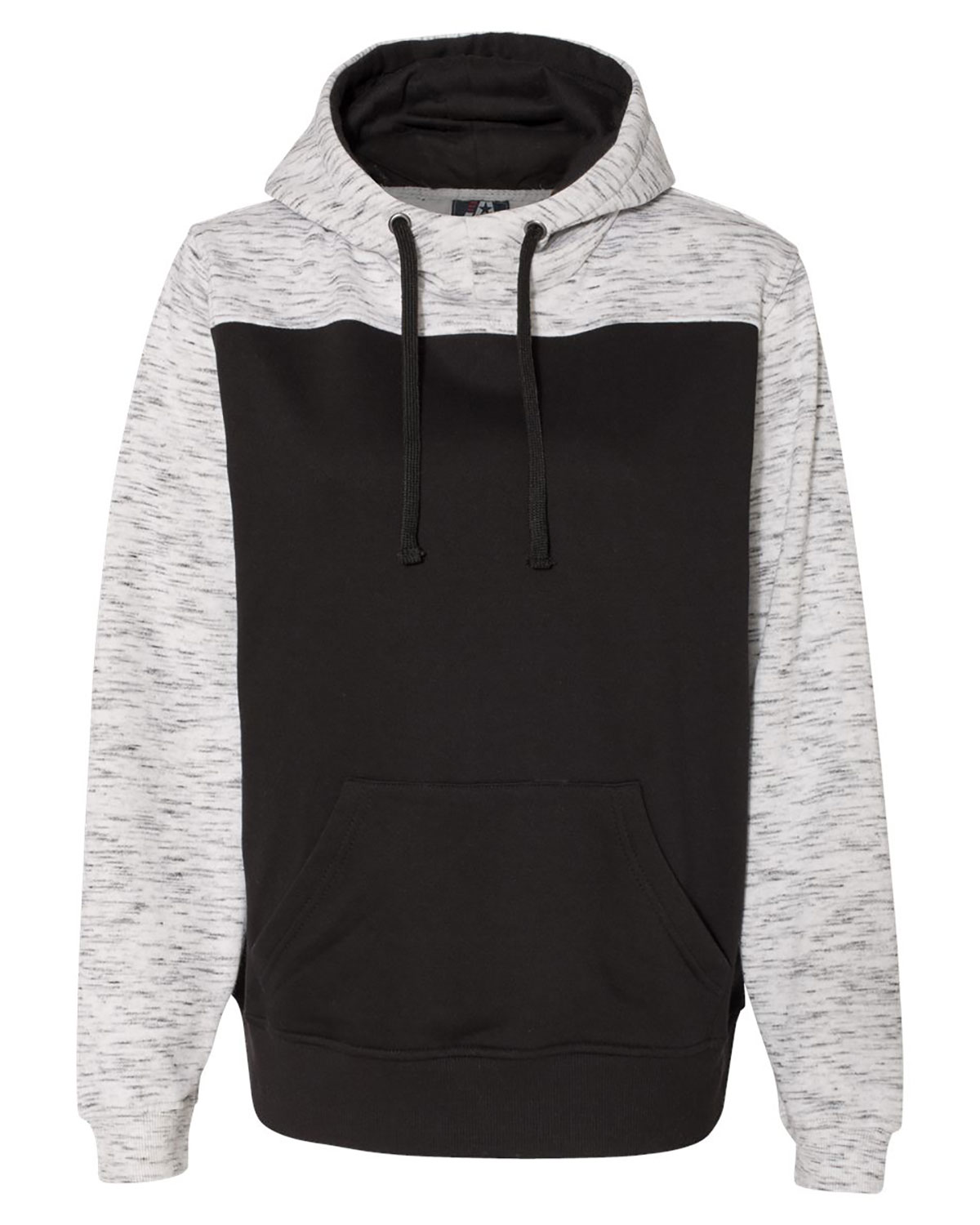 J. America 8676 Men's M�lange Fleece Colorblocked Hooded Sweatshirt