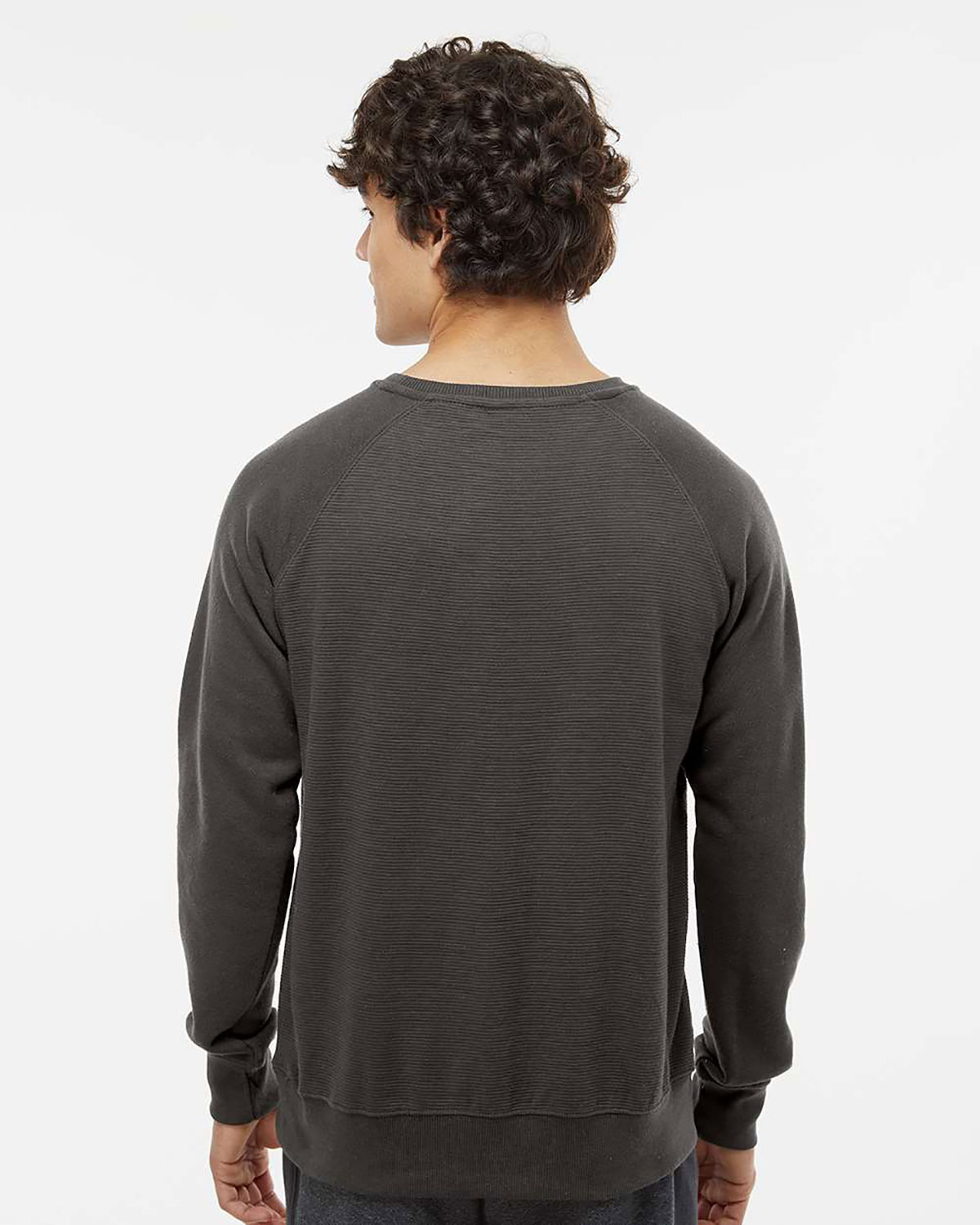 J. America 8707 Men's Ripple Fleece Raglan Crewneck Sweatshirt view 2