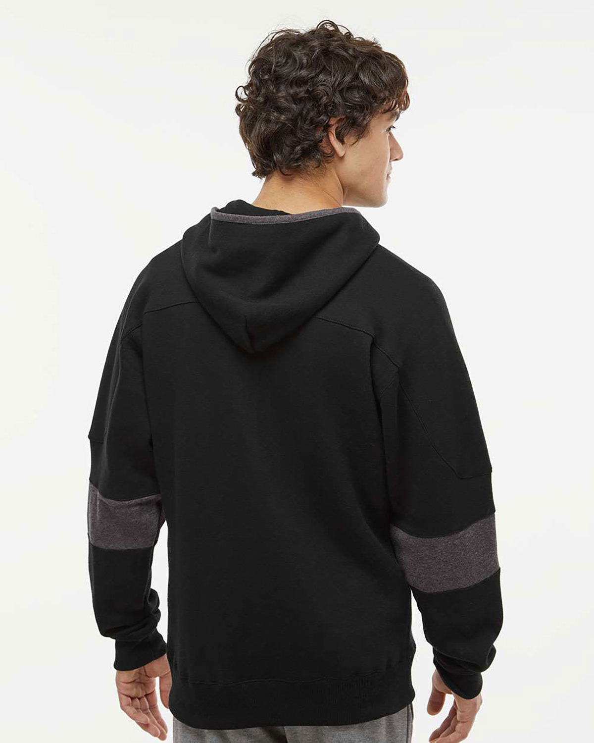J. America 8832 Men's Sport Lace Colorblocked Fleece Hooded Sweatshirt view 2
