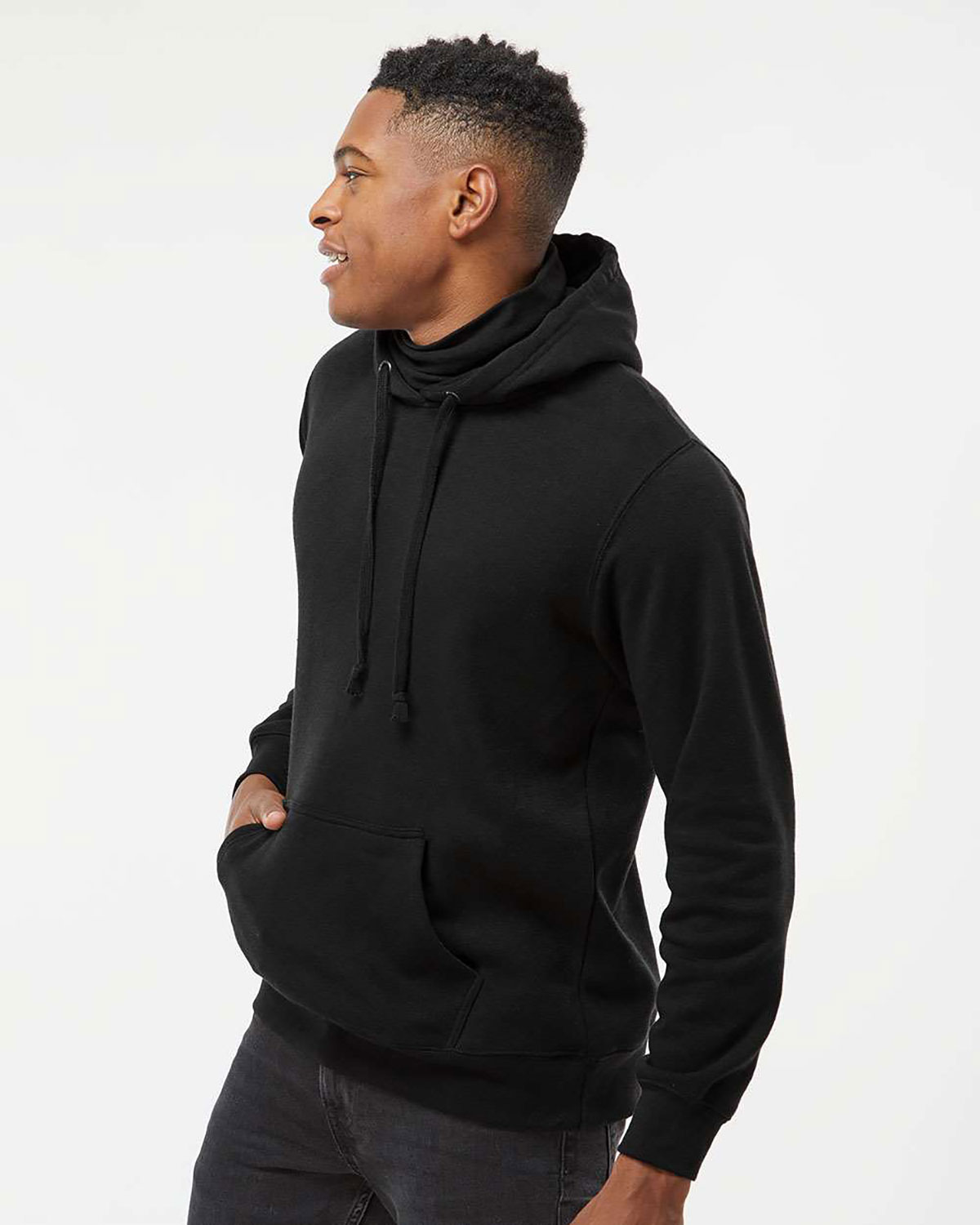 J. America 8879 Men's Gaiter Fleece Hooded Sweatshirt view 3
