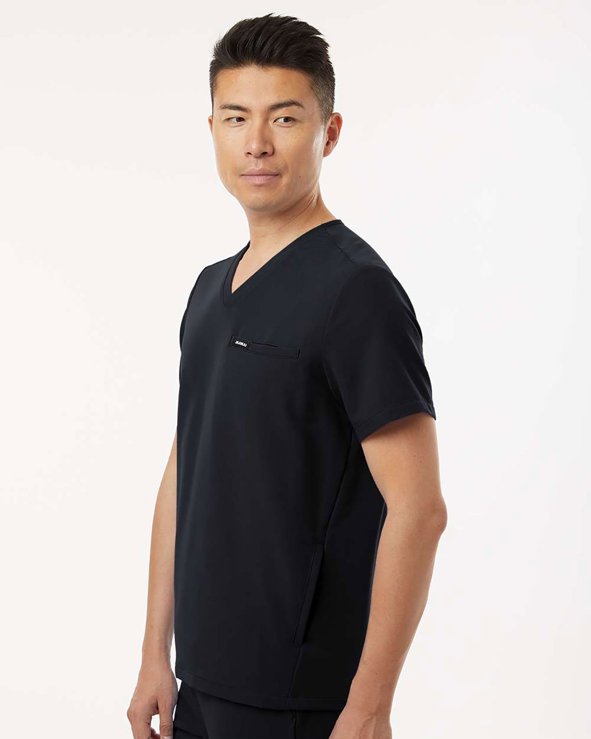 Jaanuu M10002 Men's Platt 3-Pocket Scrub V-Neck Top view 3