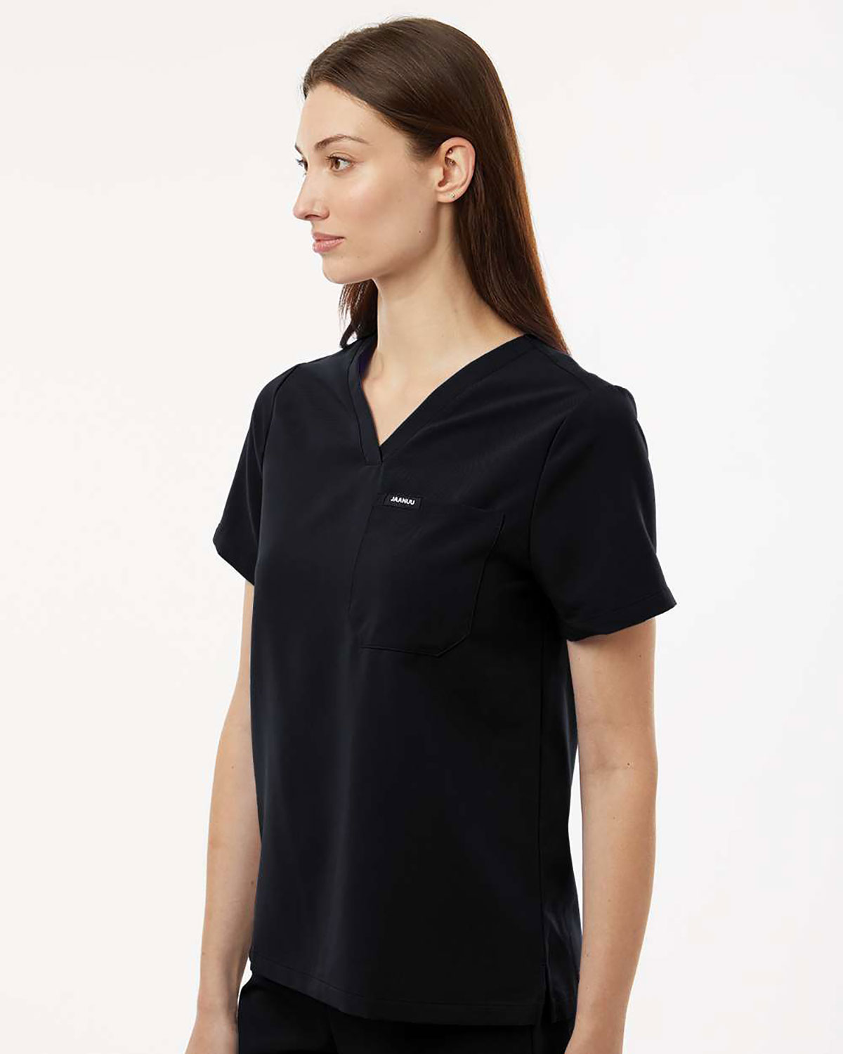 Jaanuu W10001 Women's Rhena Essential 1-Pocket Scrub V-Neck Top view 3