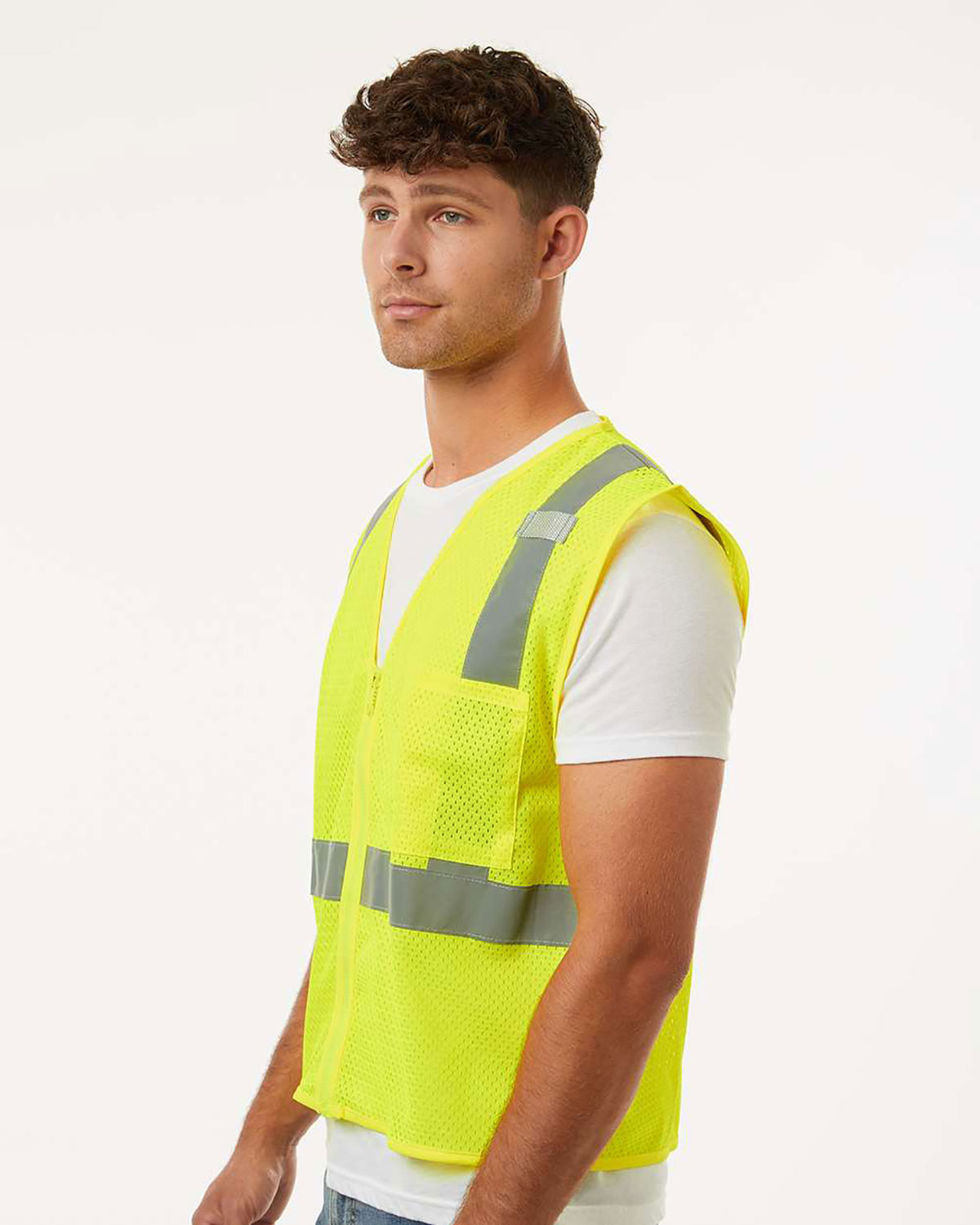 Kishigo 1089-1090 Unisex Single Pocket Zipper Mesh Vest view 3