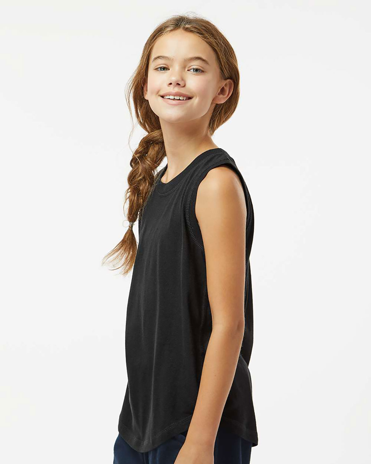 LAT 2692 Girls' Relaxed Fine Jersey Tank view 3