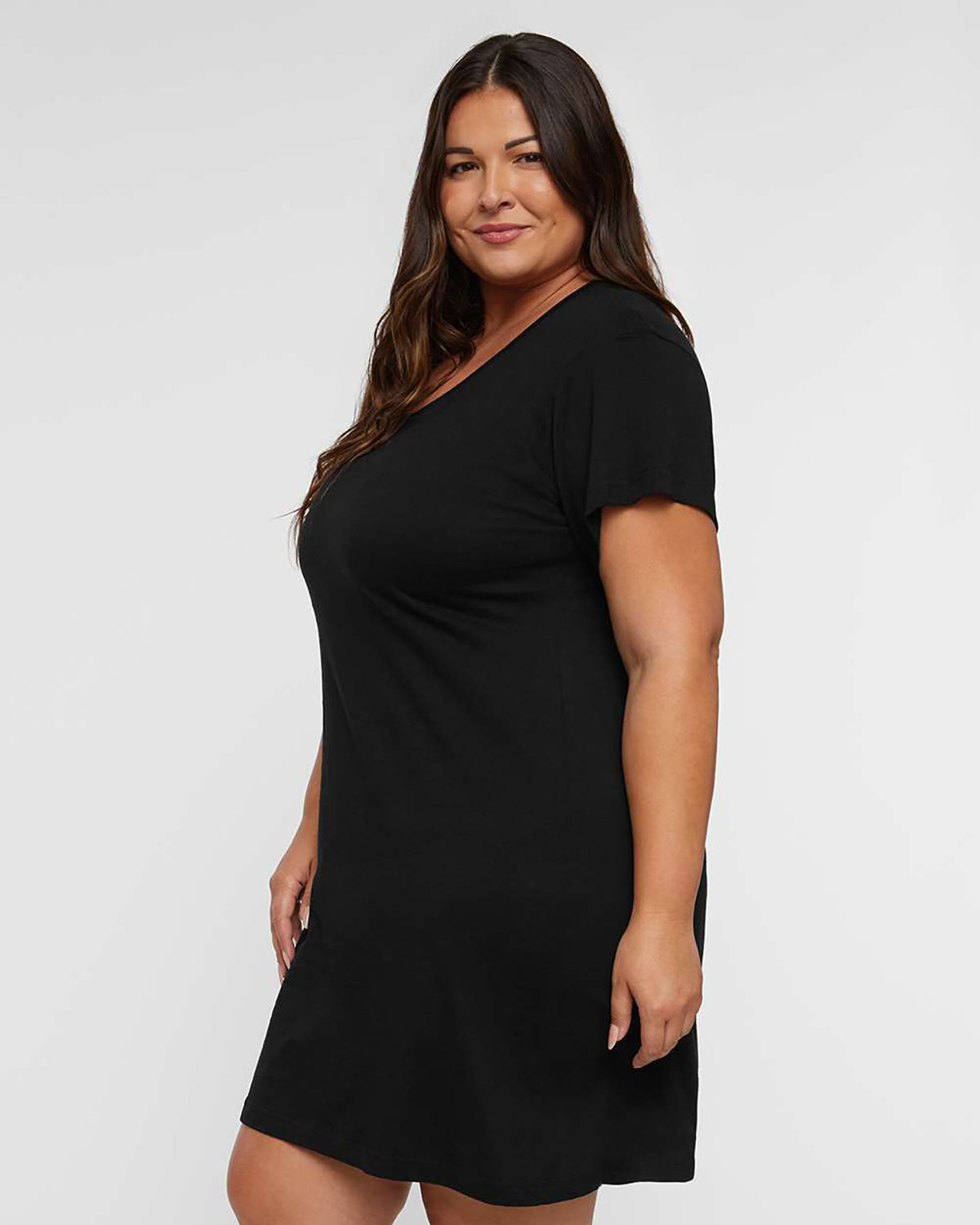 LAT 3522 Women's Fine Jersey V-Neck Coverup view 3