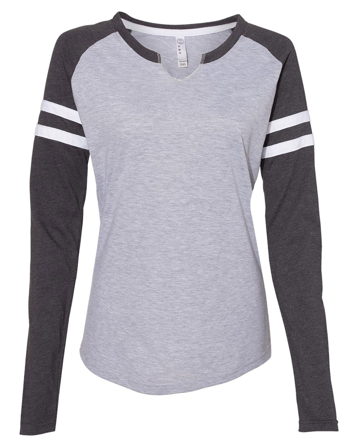 LAT 3534 Women's Fine Jersey Mash Up Long Sleeve T-Shirt