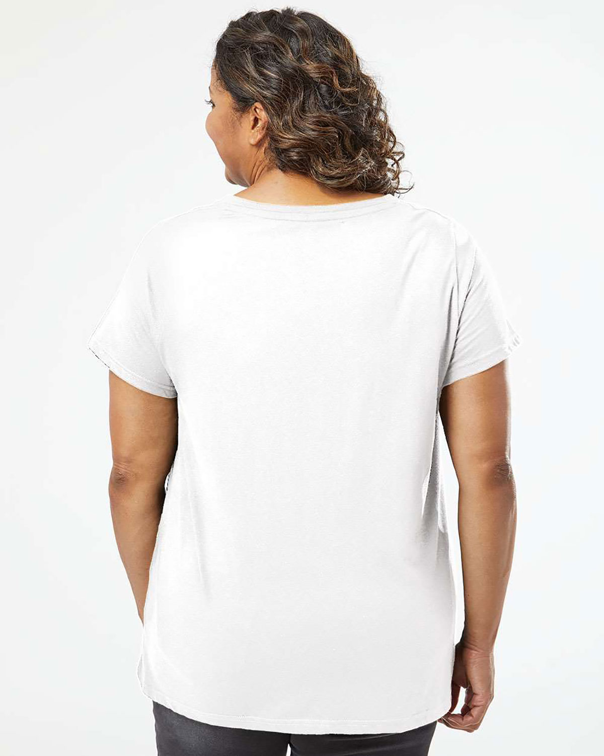 LAT 3817 Women's Curvy Collection Fine Jersey V-Neck Tee view 2