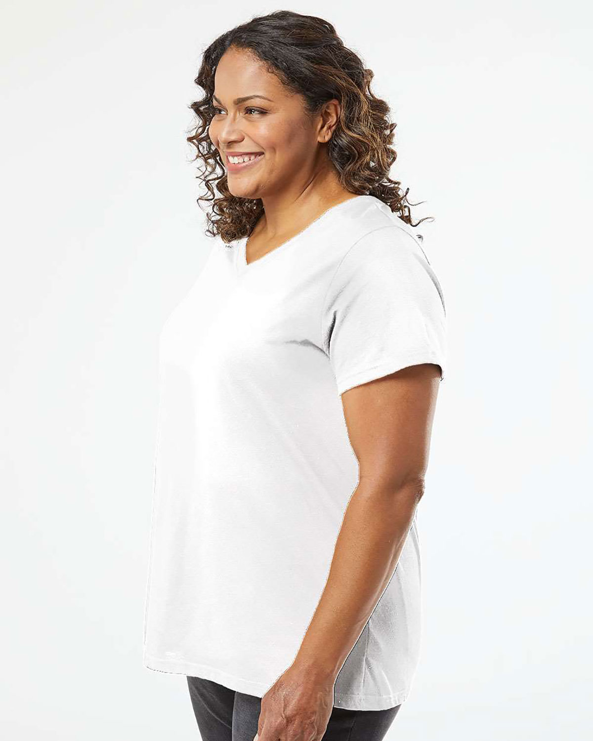 LAT 3817 Women's Curvy Collection Fine Jersey V-Neck Tee view 3