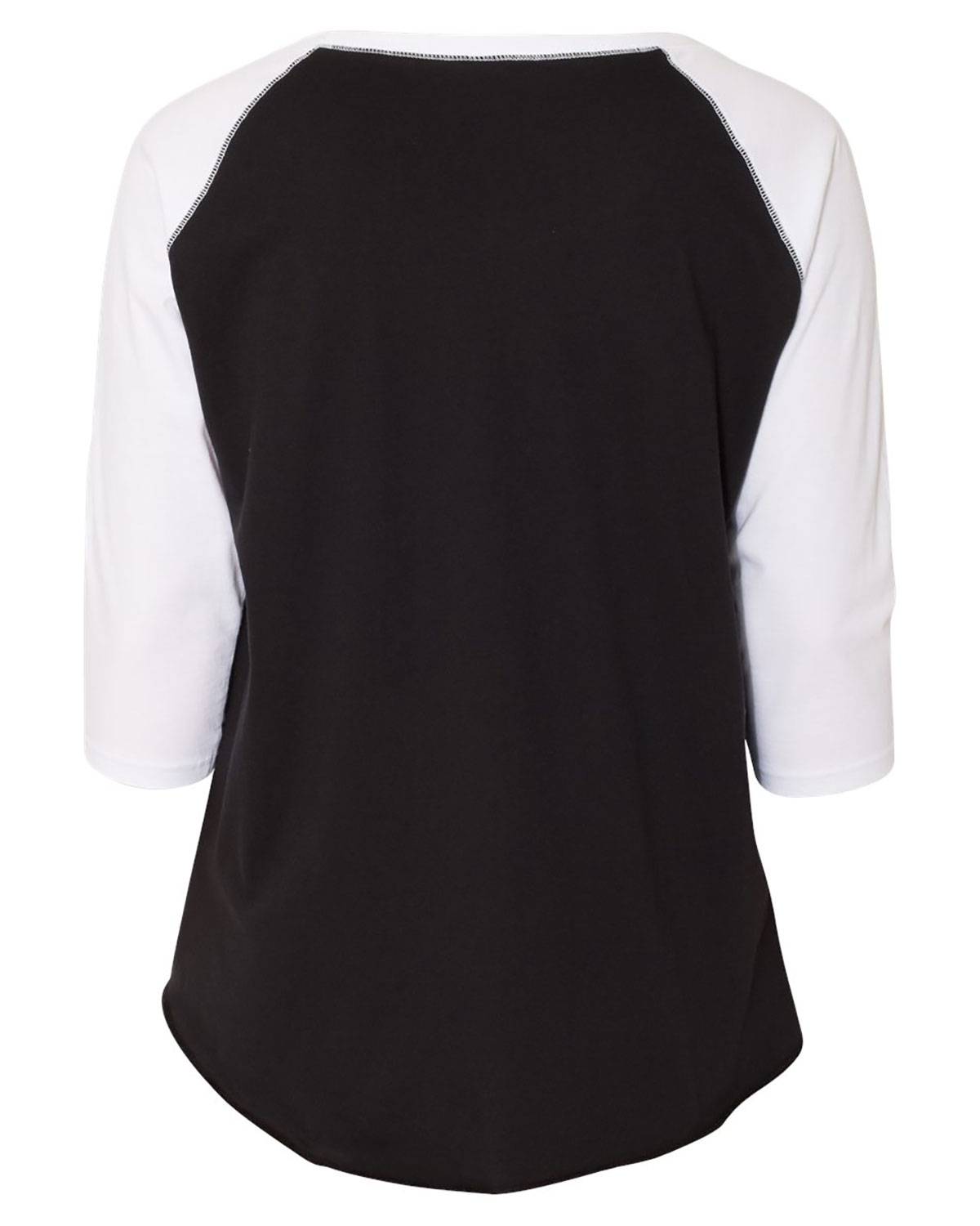 LAT 3830 Women's Curvy Collection Baseball Three-Quarter Sleeve Tee view 2