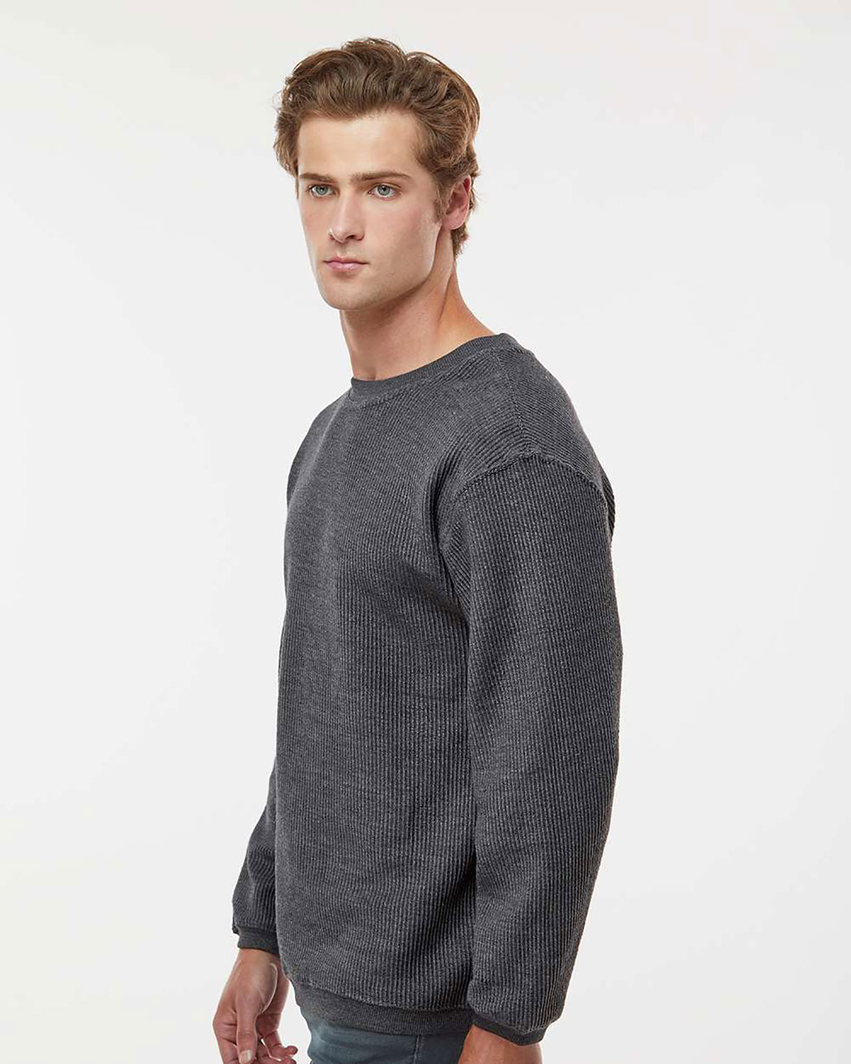 MV Sport 19179 Unisex Corded Crewneck Sweatshirt view 3