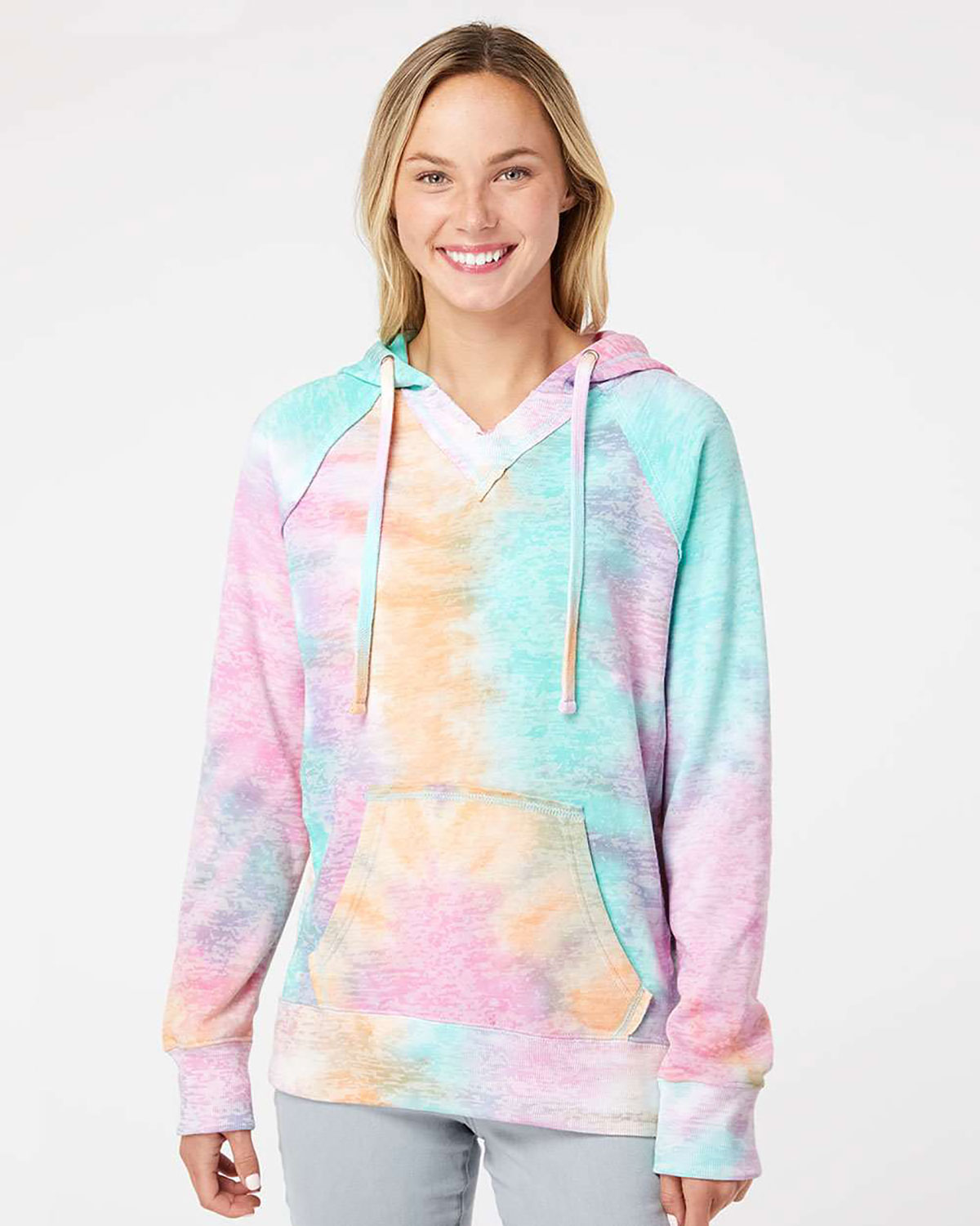 MV Sport W1162 Women�s Courtney Burnout V-Notch Hooded Sweatshirt