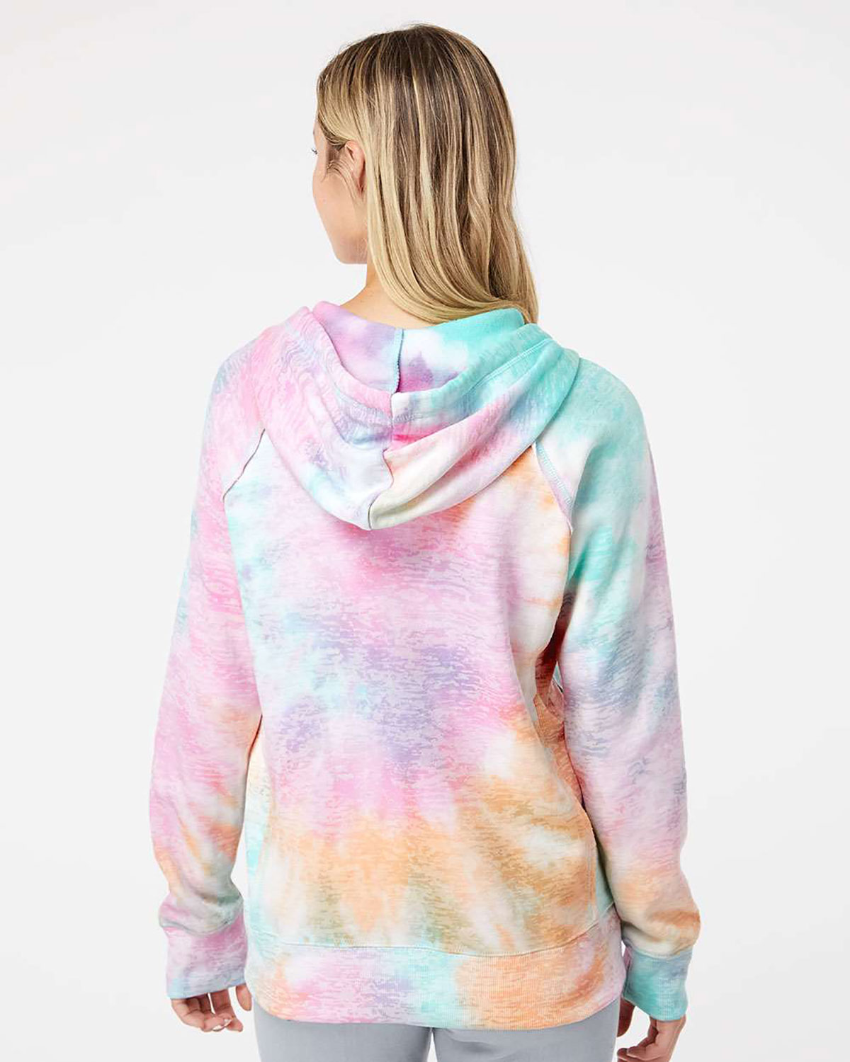 MV Sport W1162 Women�s Courtney Burnout V-Notch Hooded Sweatshirt view 2