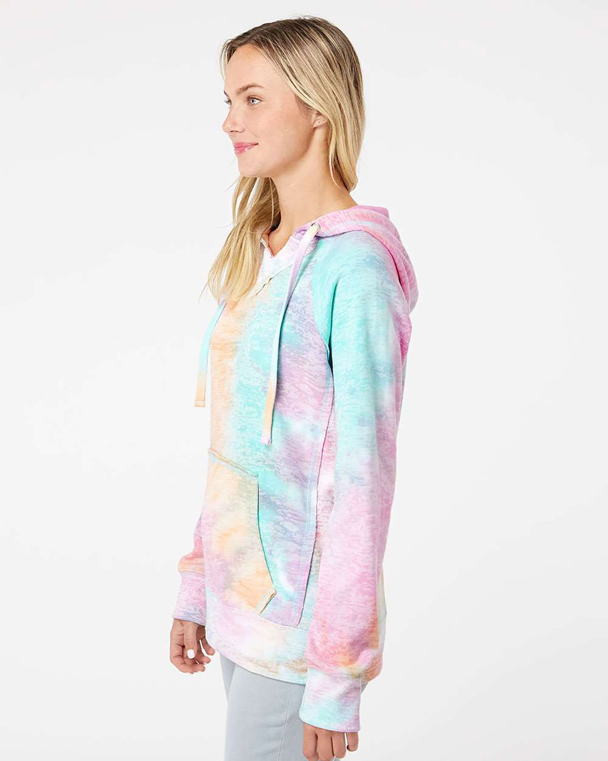 MV Sport W1162 Women�s Courtney Burnout V-Notch Hooded Sweatshirt view 3