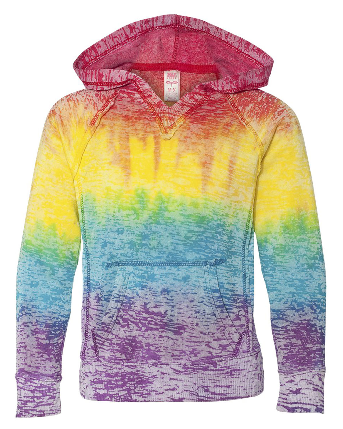 MV Sport W1162Y Girls� Courtney Burnout V-Notch Hooded Sweatshirt
