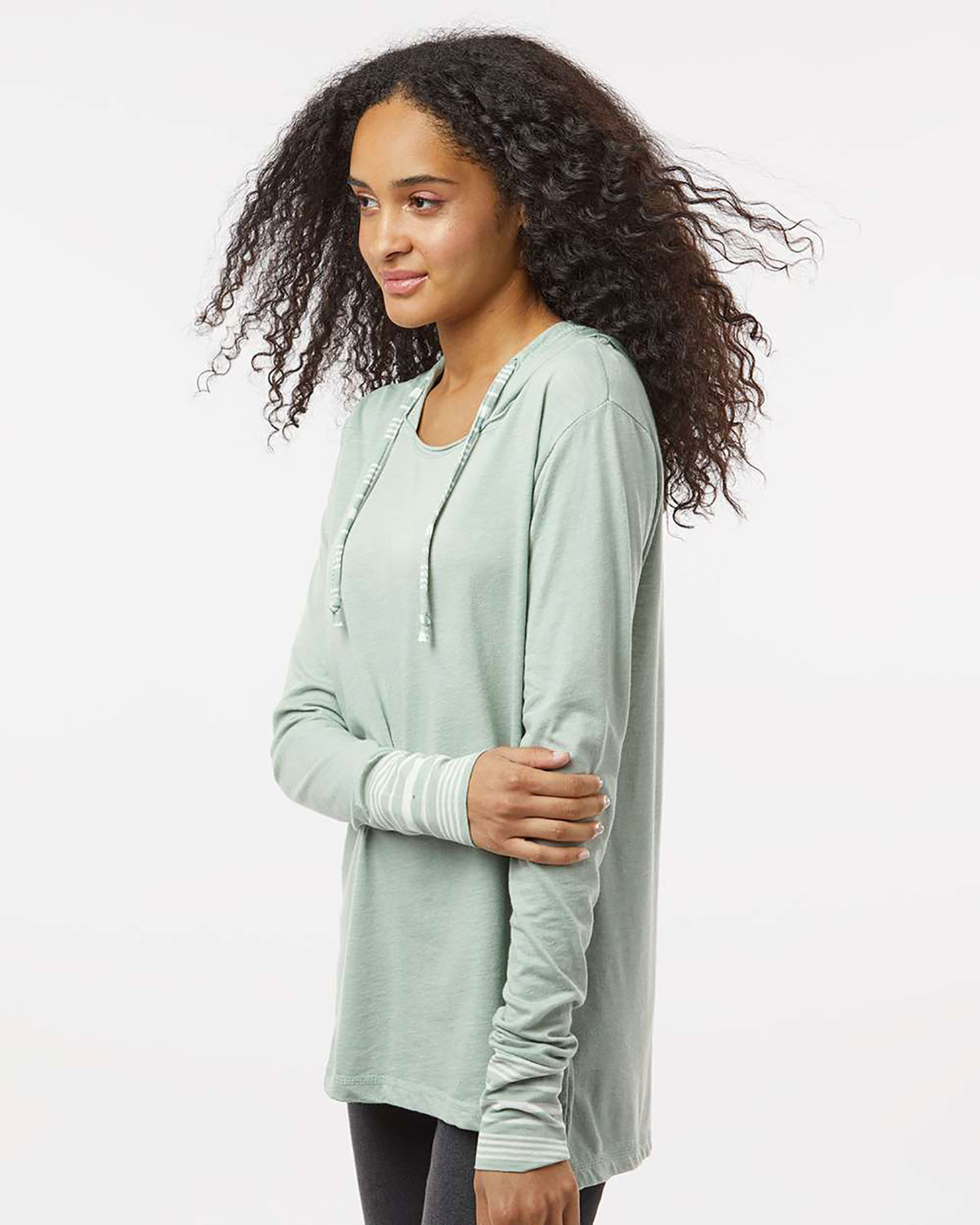 MV Sport W19439 Women's Heathered Jersey Hooded Tunic view 3