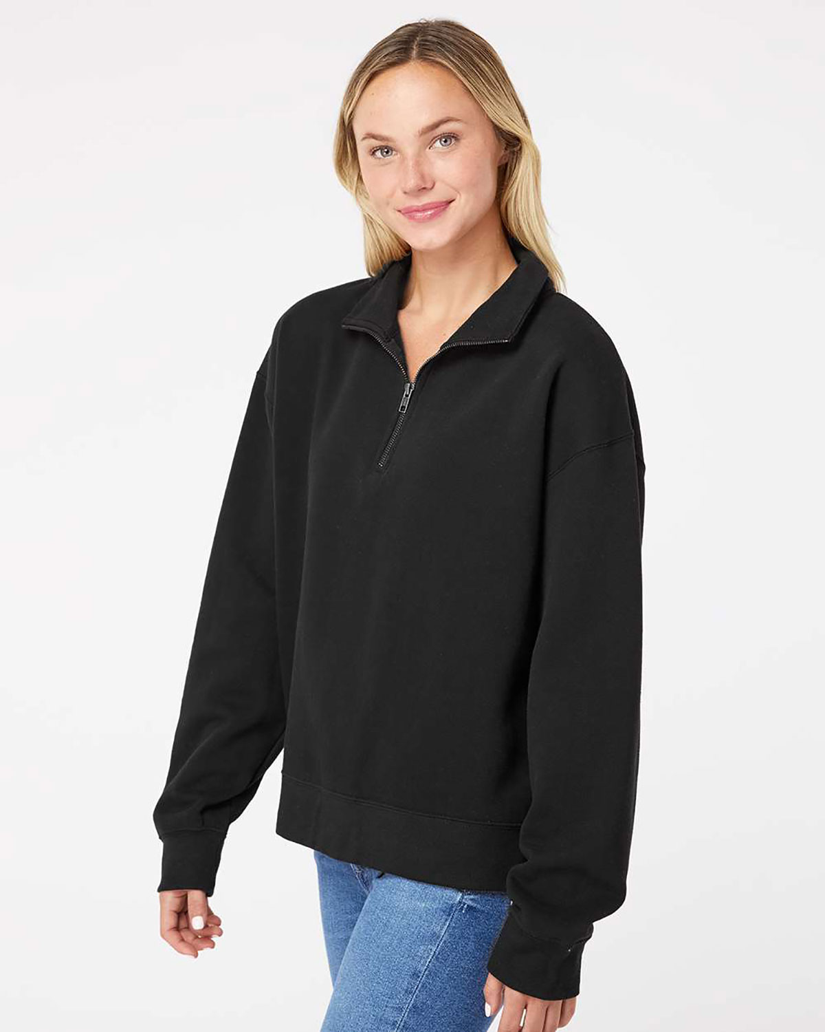 MV Sport W22713 Women's Sueded Fleece Quarter-Zip Sweatshirt view 3