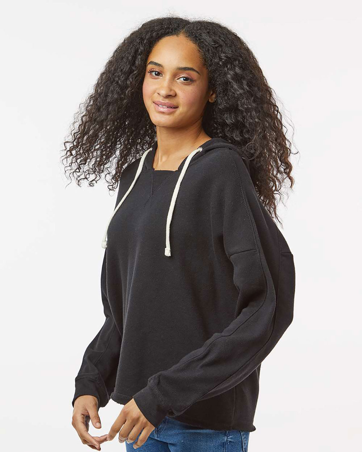 MV Sport W23101 Women's Angel Fleece Crop Hooded Sweatshirt view 3
