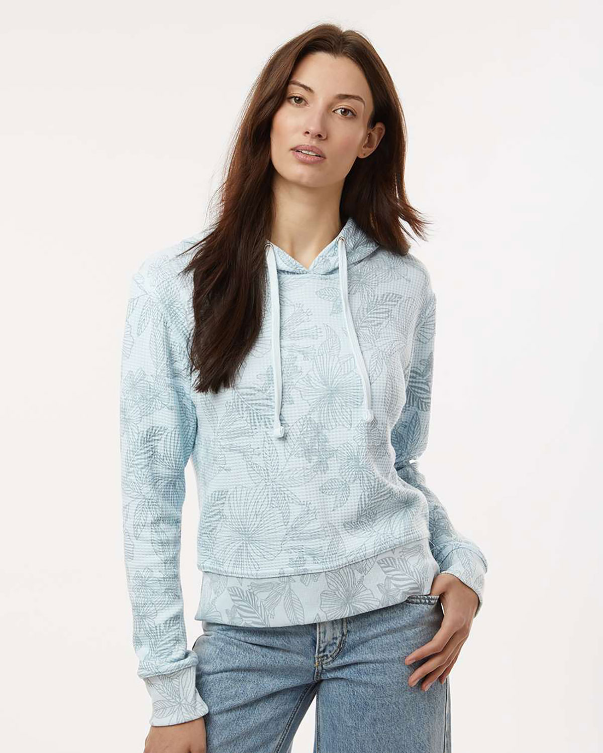 MV Sport W24105 Women's Maddie Floral Print Hooded Sweatshirt