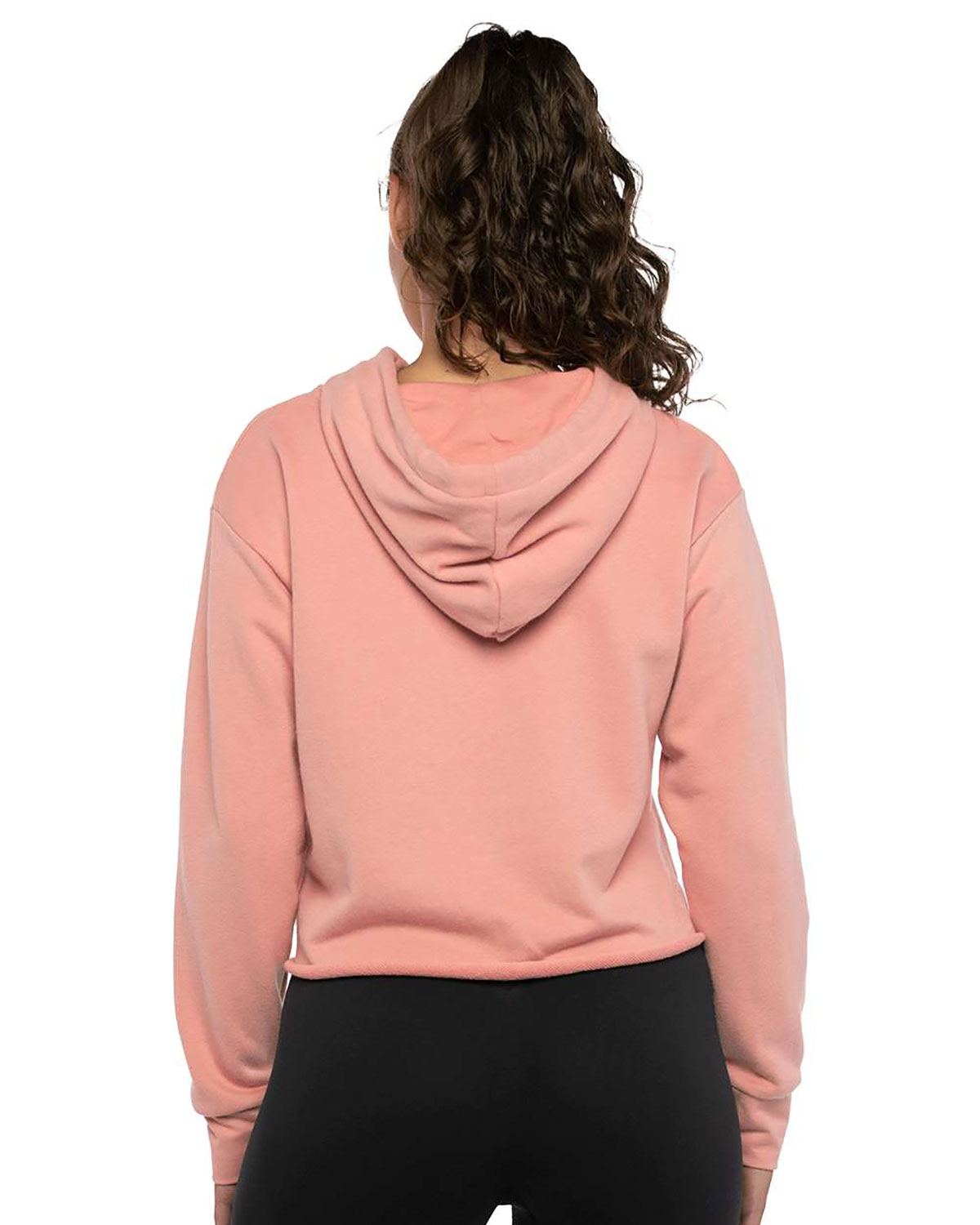 Next Level Apparel 9384 Women's Laguna Sueded Raw Edge Crop Hoodie Sweatshirt view 2