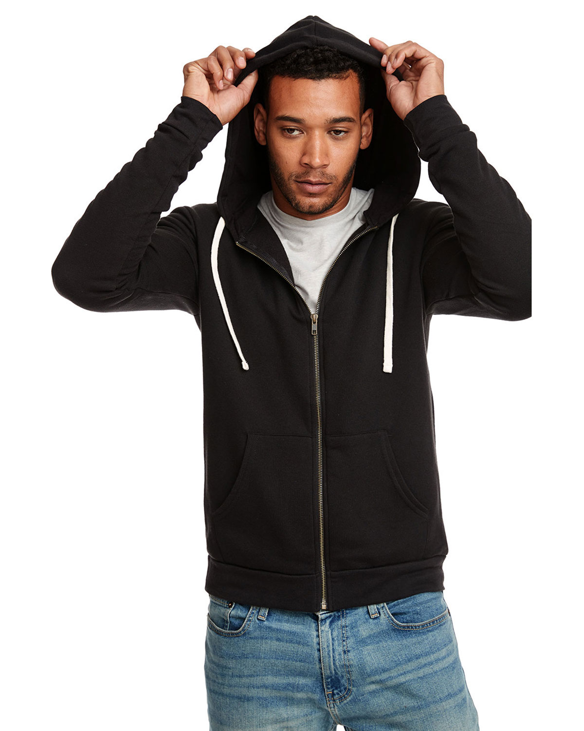 Next Level Apparel 9602 Unisex Santa Barbara Full-Zip Hooded Sweatshirt