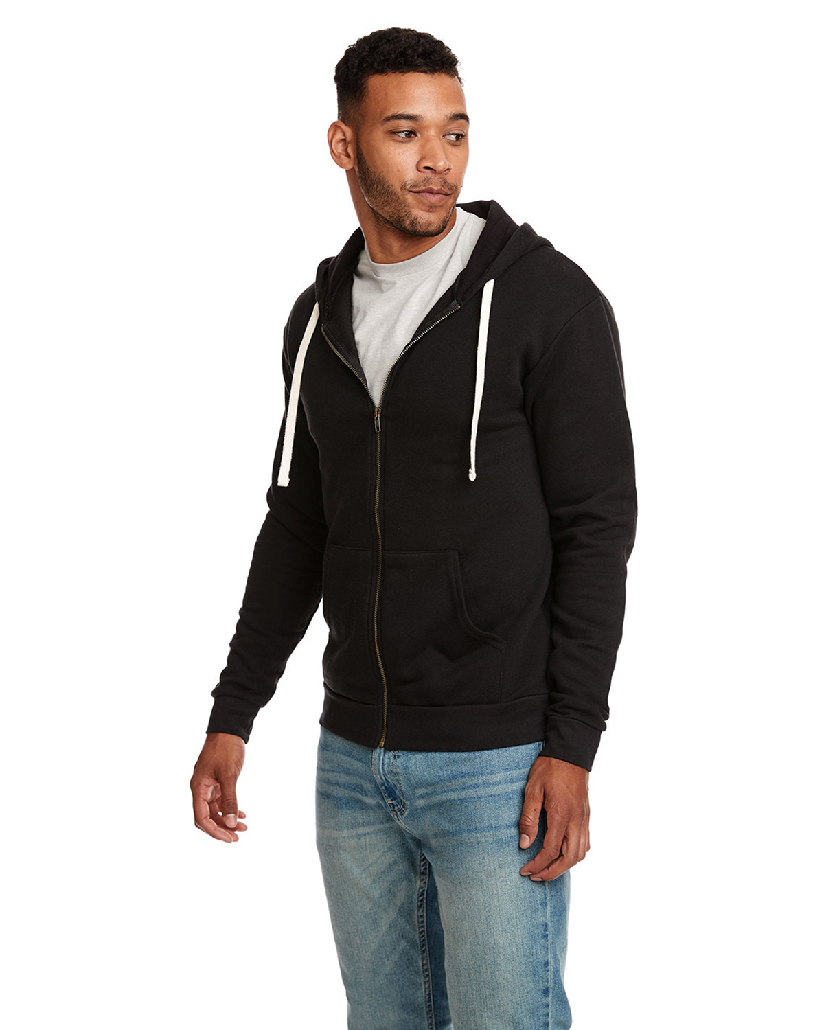 Next Level Apparel 9602 Unisex Santa Barbara Full-Zip Hooded Sweatshirt view 3