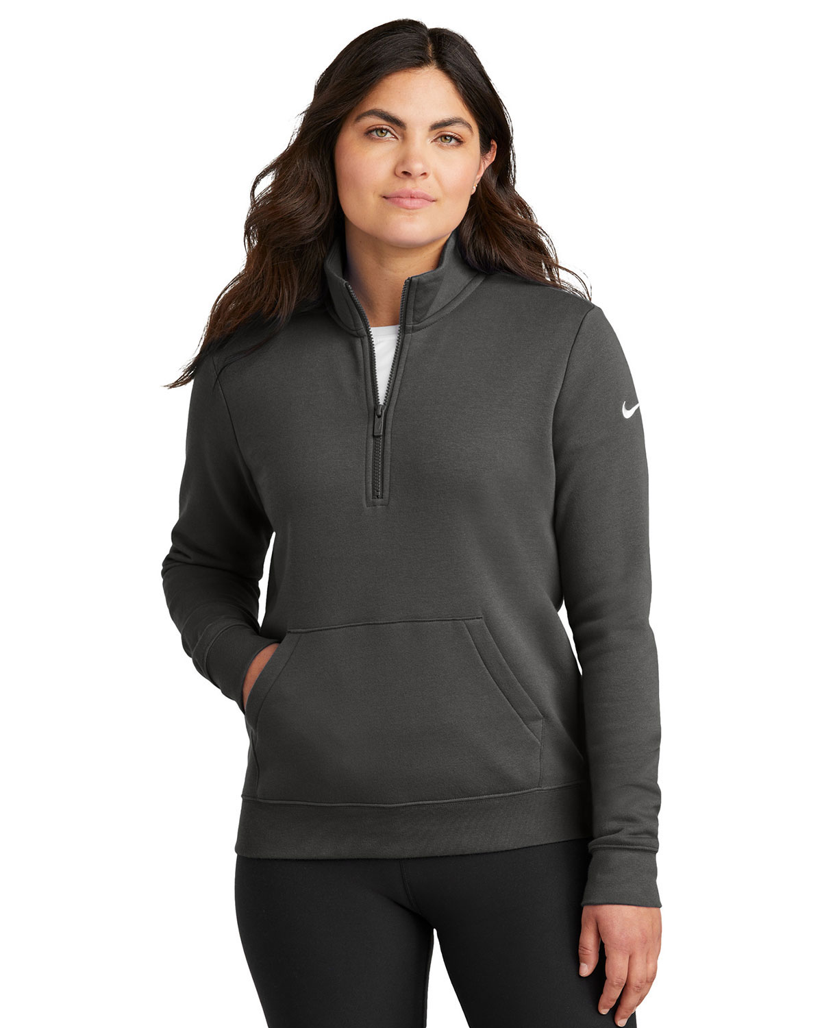 Nike NKDX6720 Women's Club Fleece Sleeve Swoosh 1/2-Zip