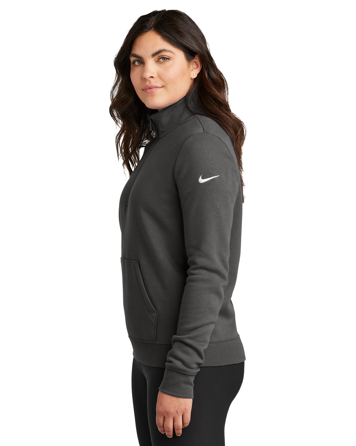Nike NKDX6720 Women's Club Fleece Sleeve Swoosh 1/2-Zip view 3