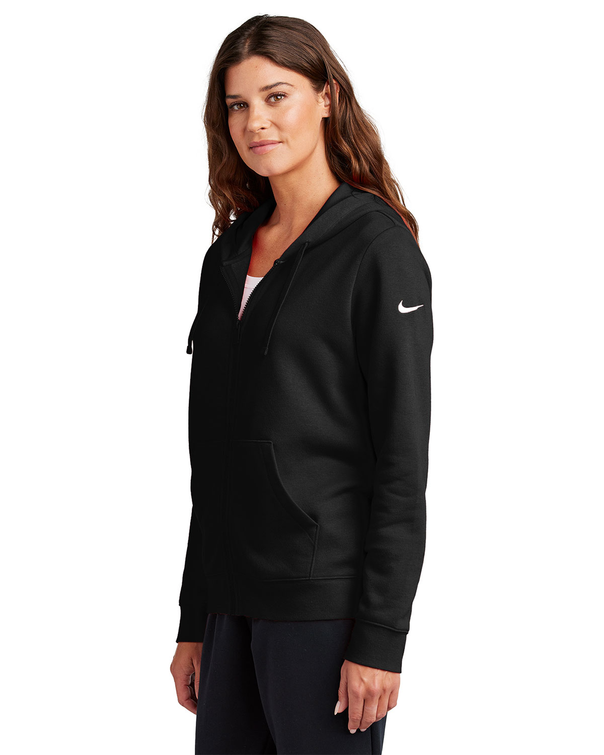 Nike NKFD9890 Women's Club Fleece Sleeve Swoosh Full-Zip Hoodie view 3