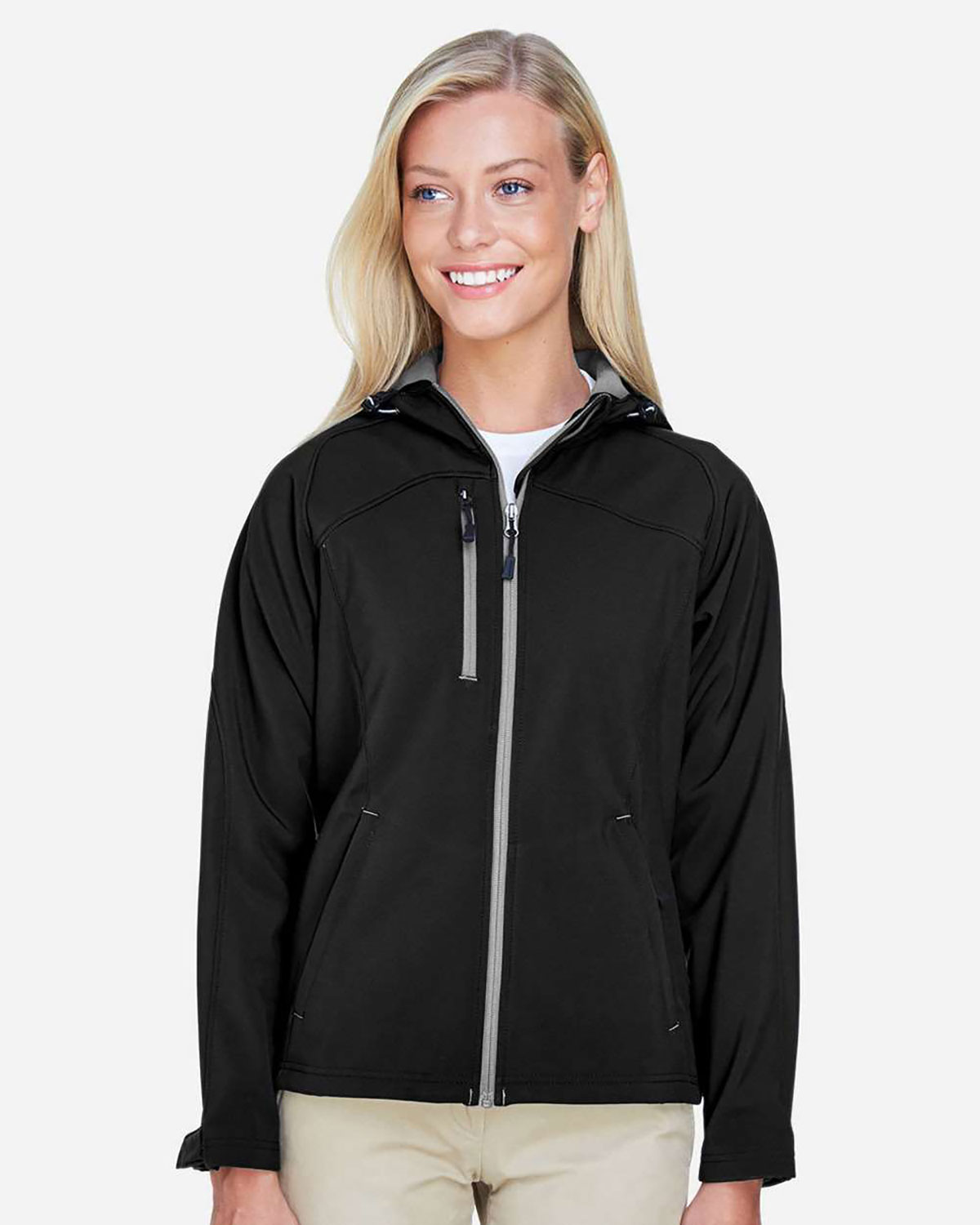 North End 78166 Women's Prospect Two-Layer Fleece Bonded Soft Shell Hooded Jacket