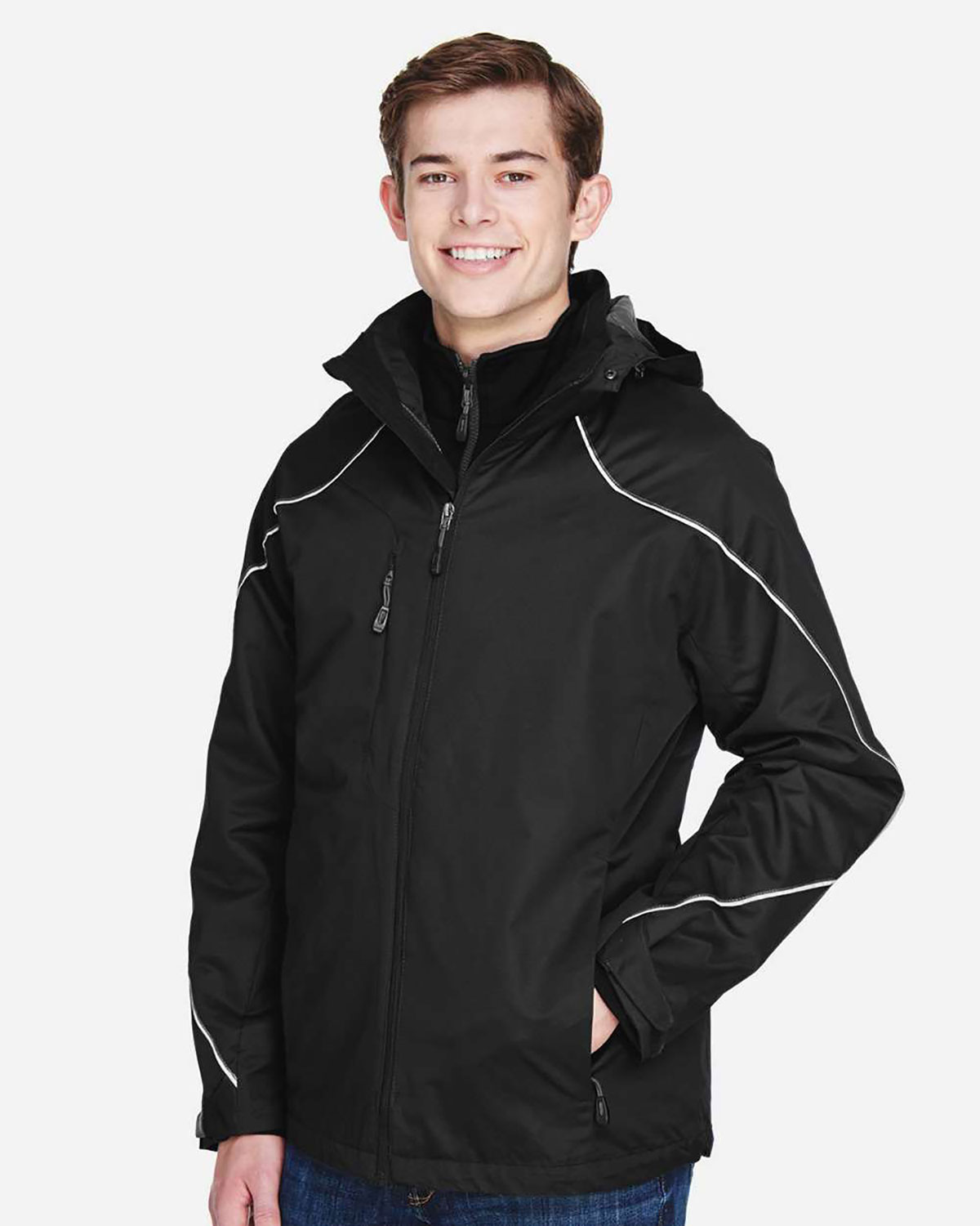 North End 88196 Men's Angle 3-In-1 Jacket with Bonded Fleece Liner view 3