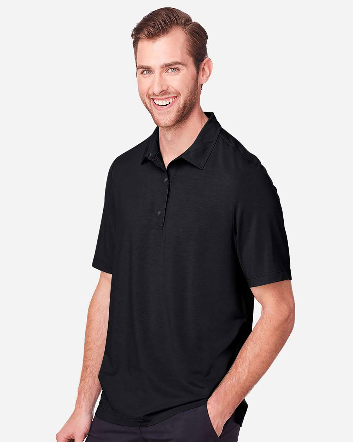 North End NE100 Men's JAQ Snap-Up Stretch Performance Polo view 3