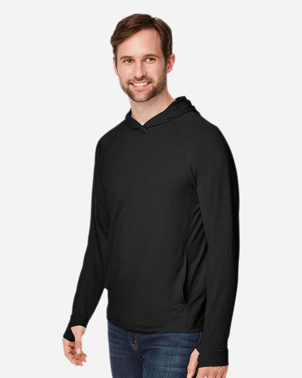 North End NE105 Unisex JAQ Stretch Performance Hooded Long Sleeve T-Shirt view 3