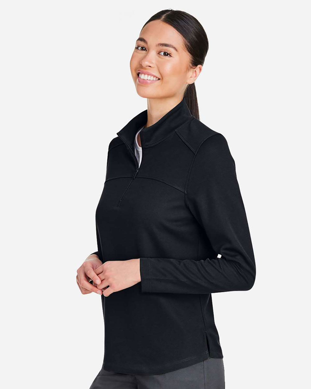 North End NE412W Women's Express Tech Performance Pique Quarter-Zip Pullover view 3