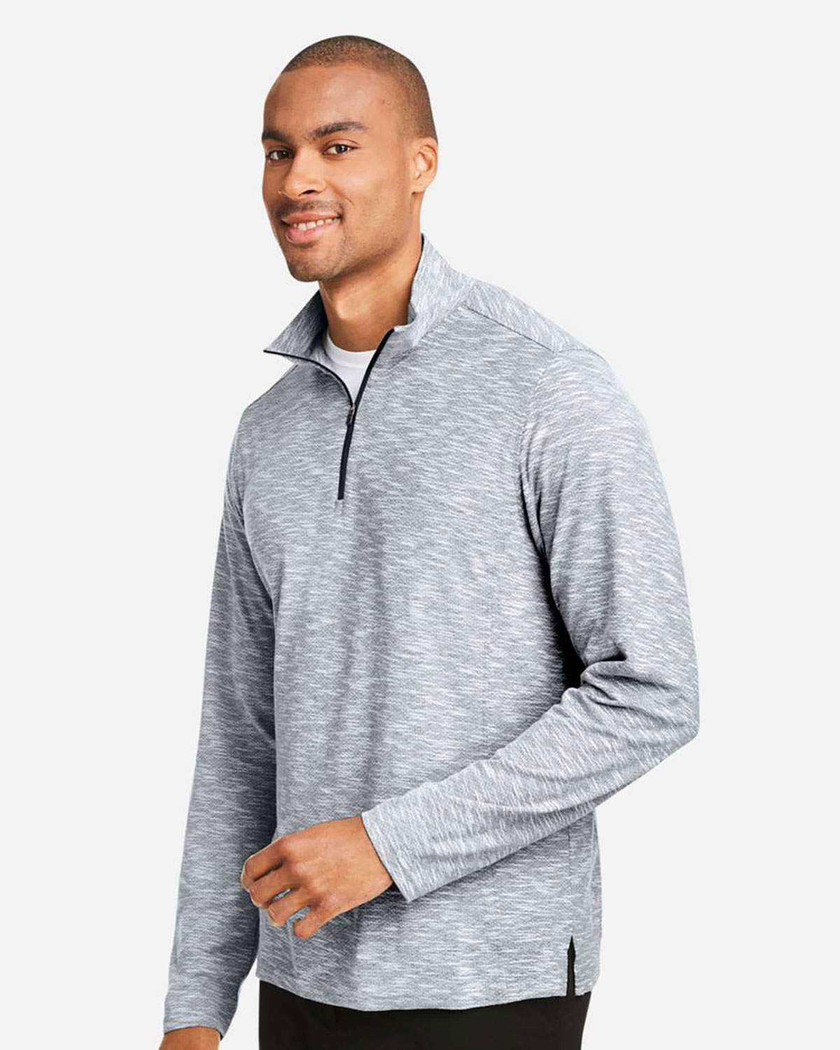 North End NE415 Men's Eclipse Jacquard Quarter-Zip Pullover view 3