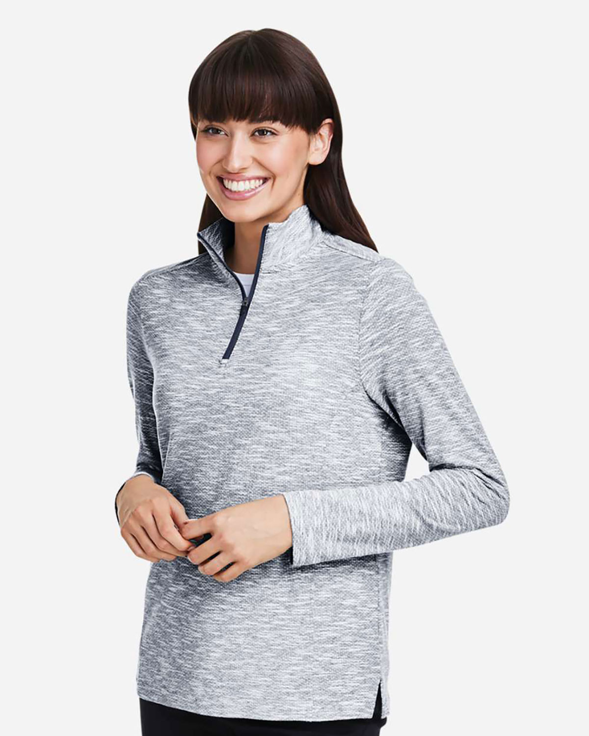 North End NE415W Women's Eclipse Jacquard Quarter-Zip Pullover view 3