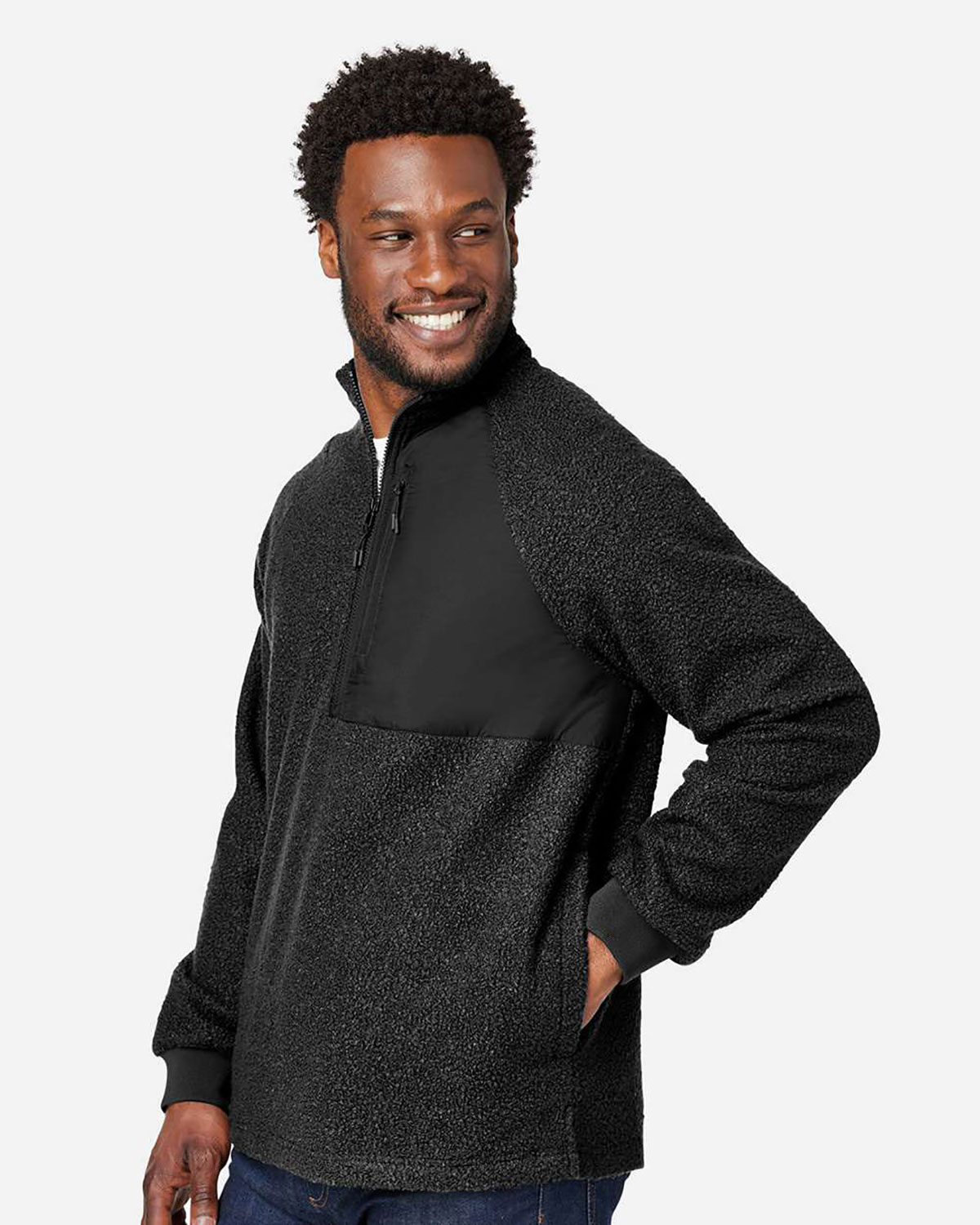 North End NE713 Men's Aura Sweater Fleece Quarter-Zip Pullover view 3